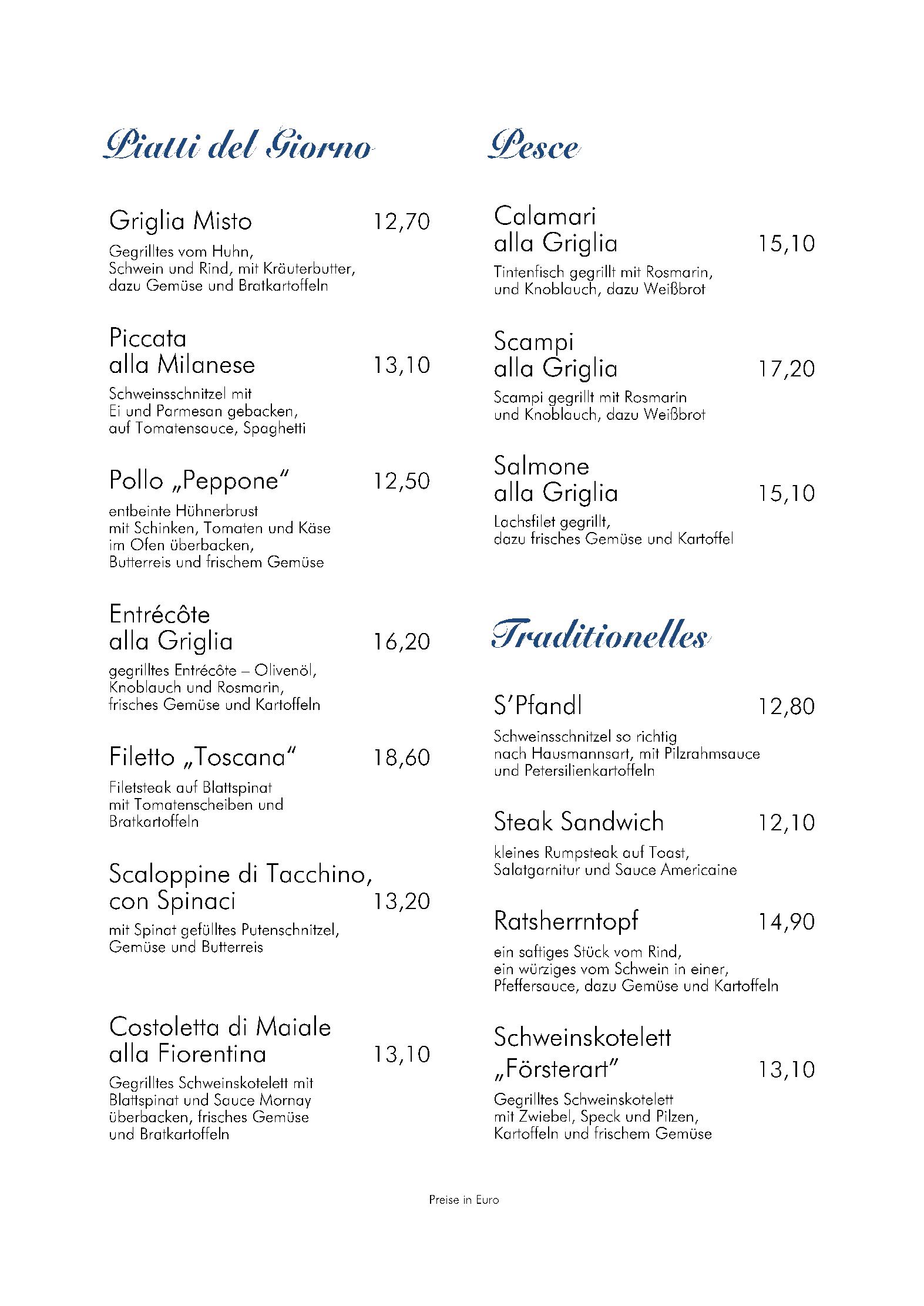 Speisekarte Pizzeria Toscana in Tamsweg, Seite 7
