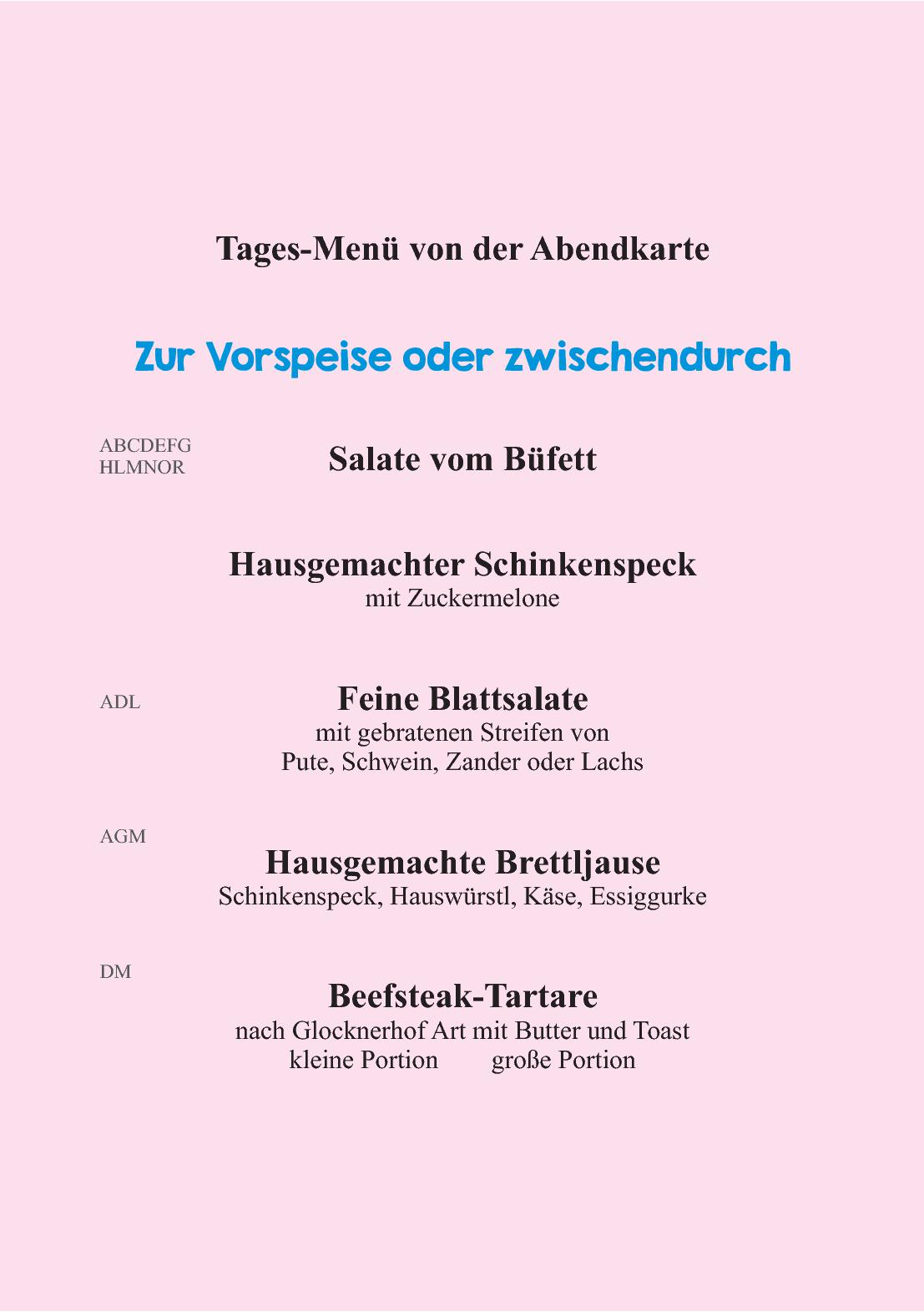 Speisekarte Ferienhotel Glocknerhof in Berg, Seite 4