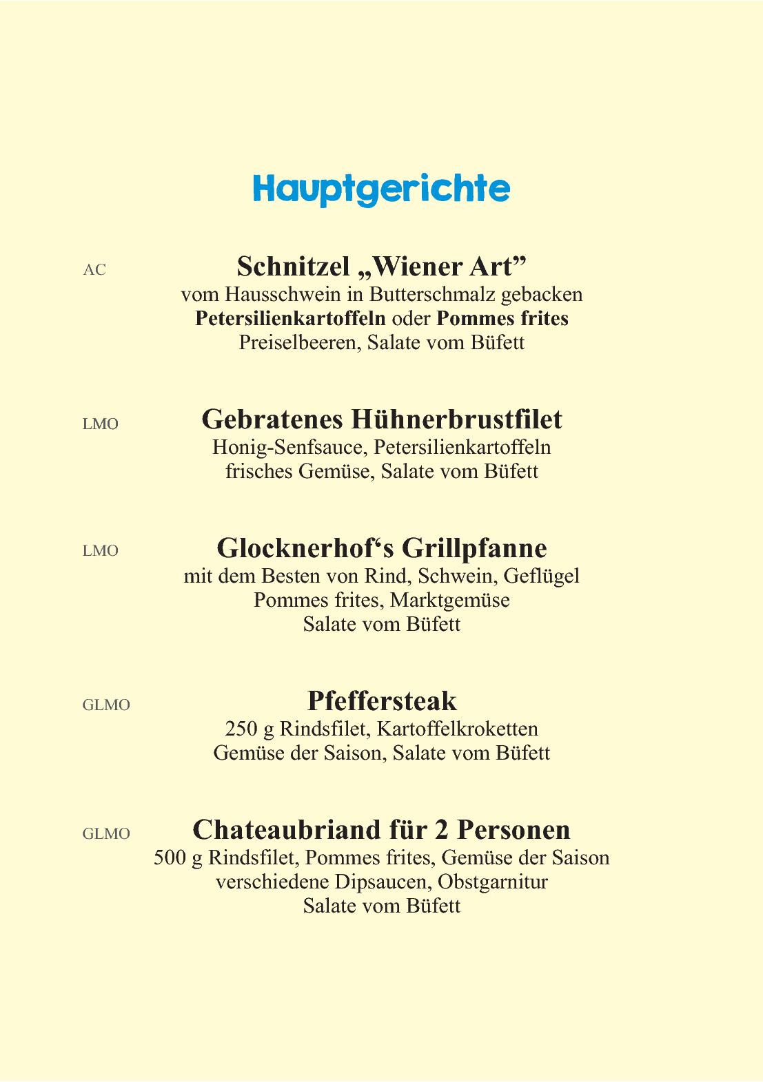 Speisekarte Ferienhotel Glocknerhof in Berg, Seite 7