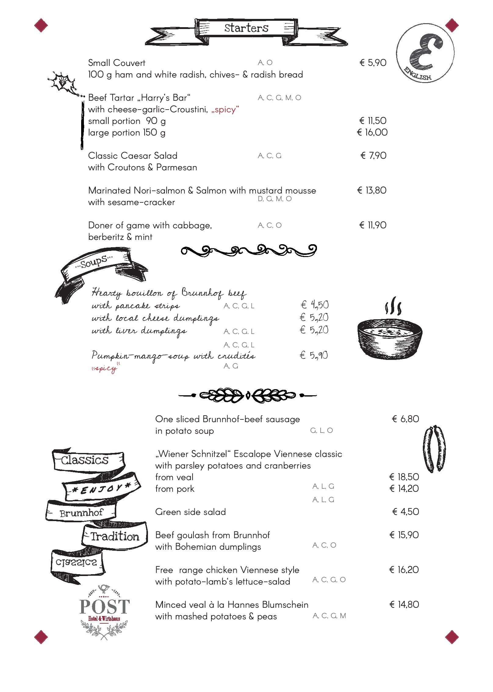 Speisekarte Hotel Wirtshaus Post in St. Johann in Tirol, Seite 4