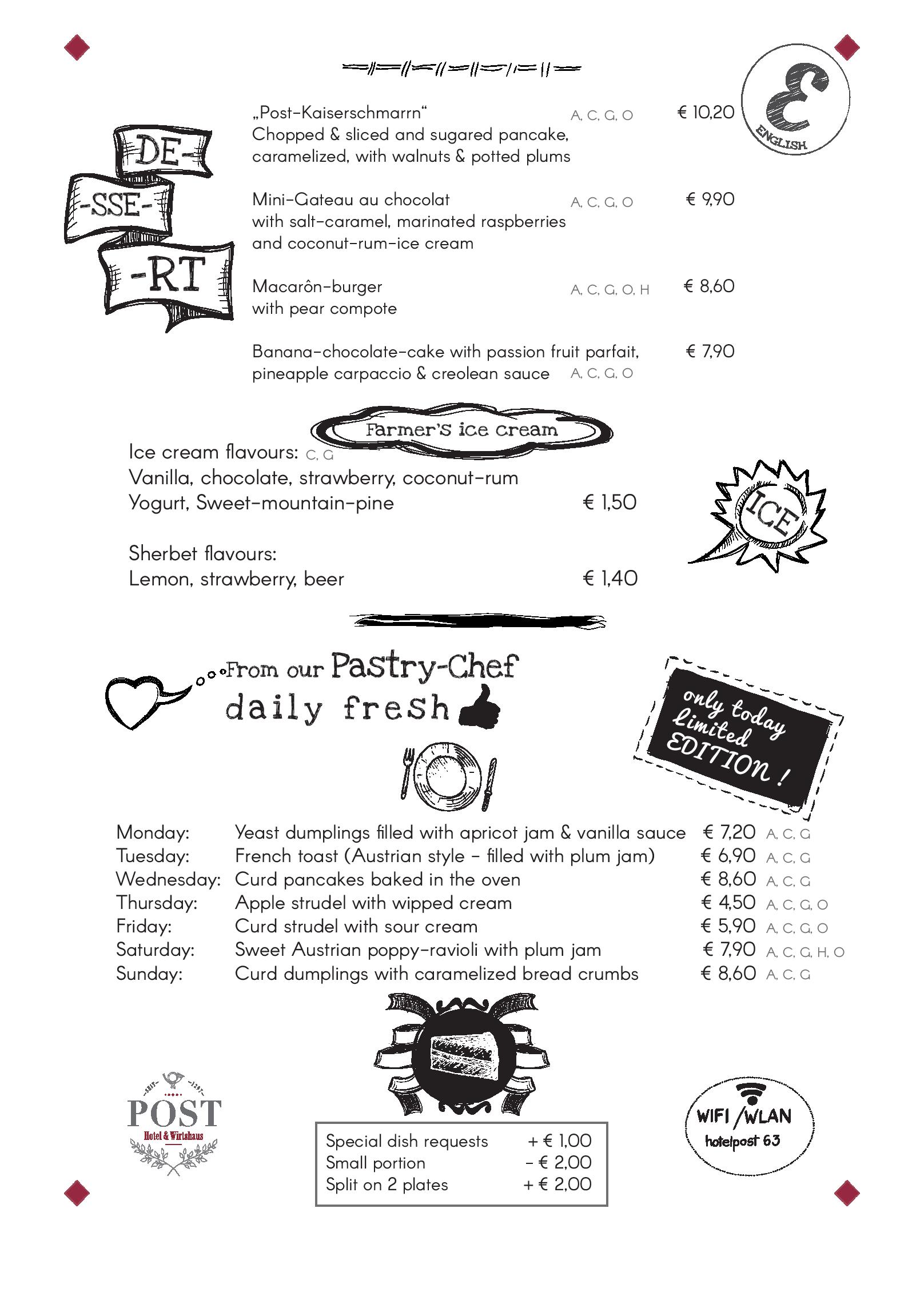 Speisekarte Hotel Wirtshaus Post in St. Johann in Tirol, Seite 6