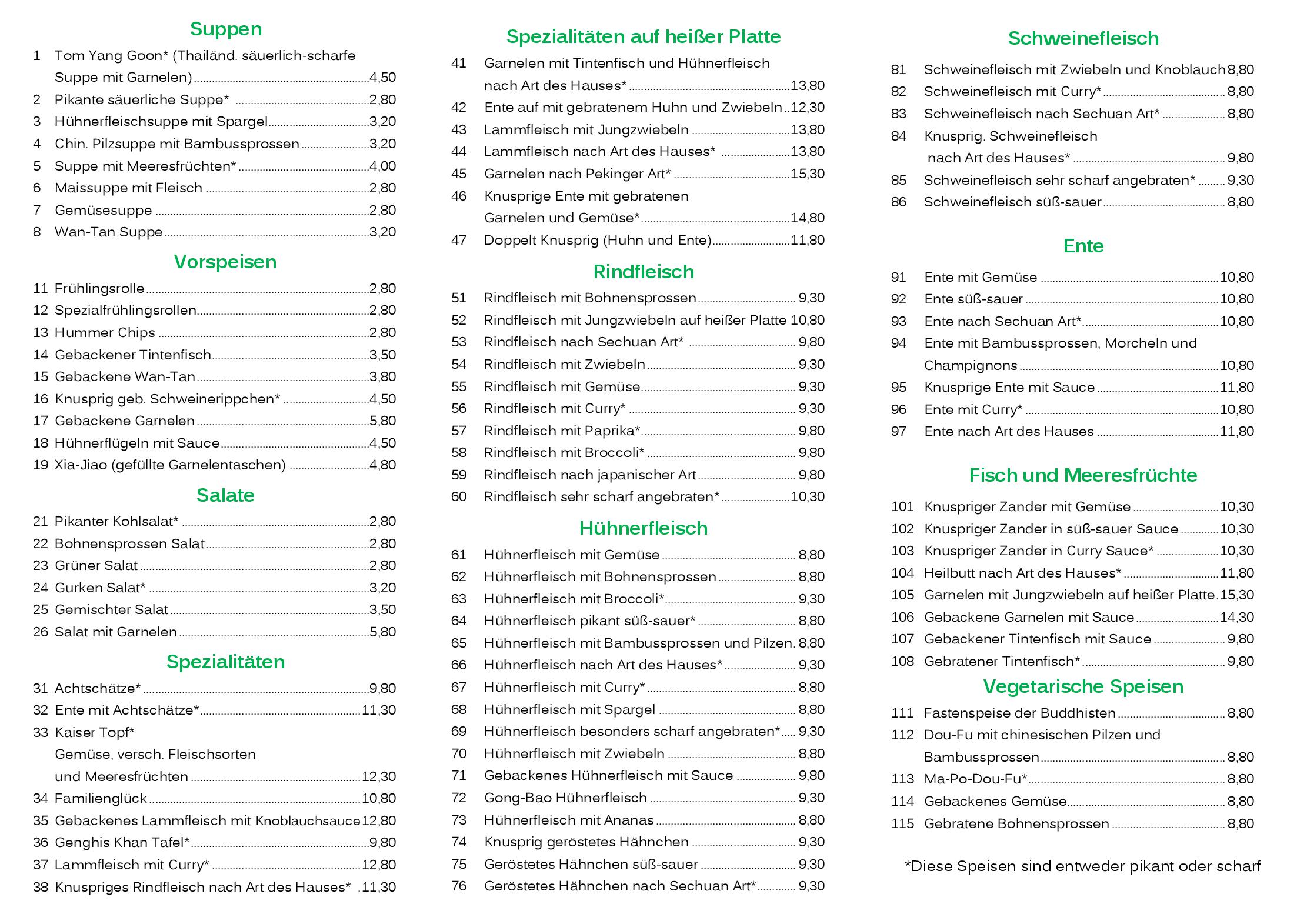 Speisekarte Asia Restaurant Wok in Bergheim, Seite 1