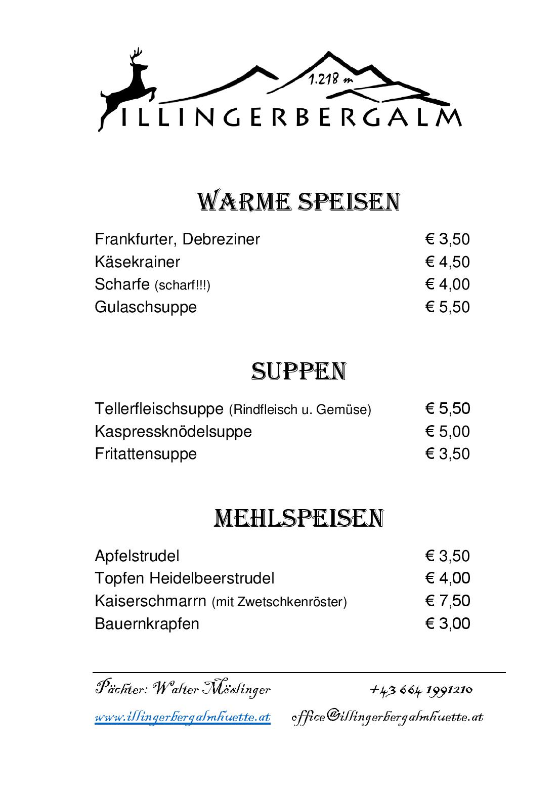 Speisekarte Illingerbergalm in Sankt Gilgen, Seite 3