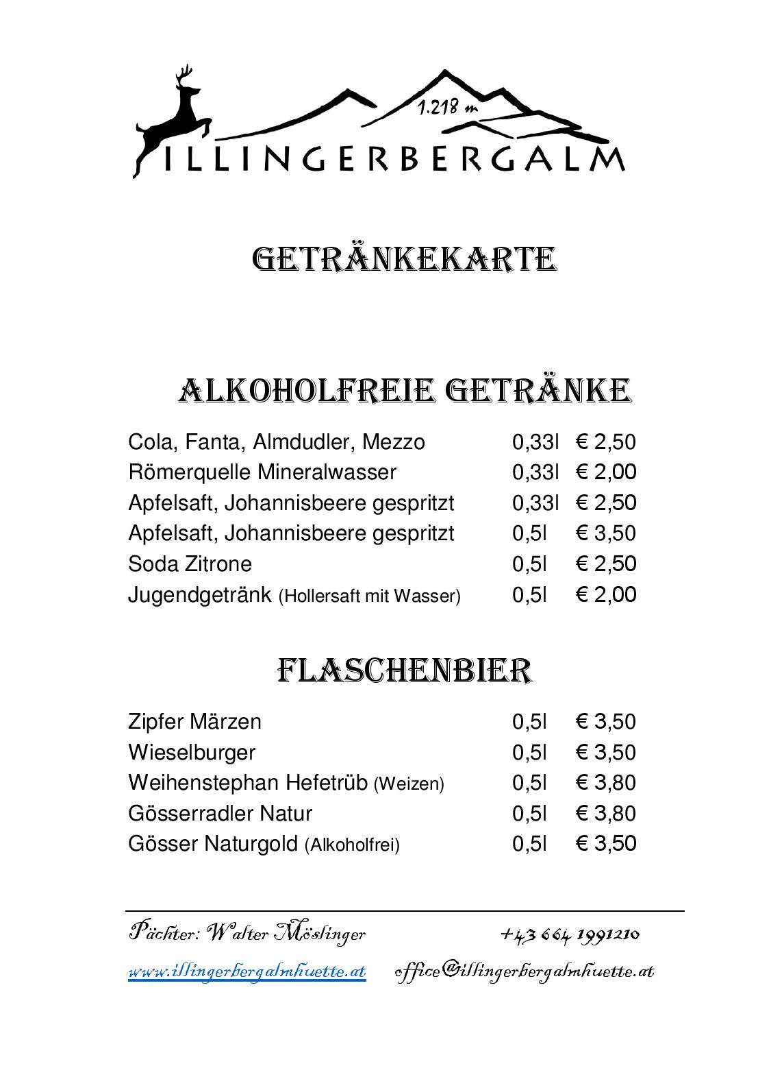 Speisekarte Illingerbergalm in Sankt Gilgen, Seite 4