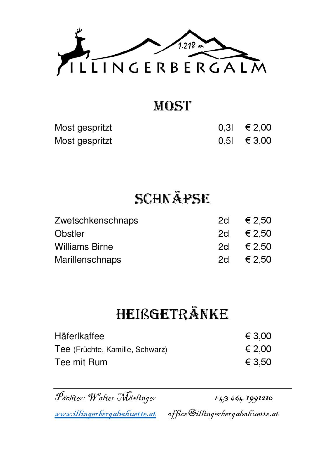 Speisekarte Illingerbergalm in Sankt Gilgen, Seite 6