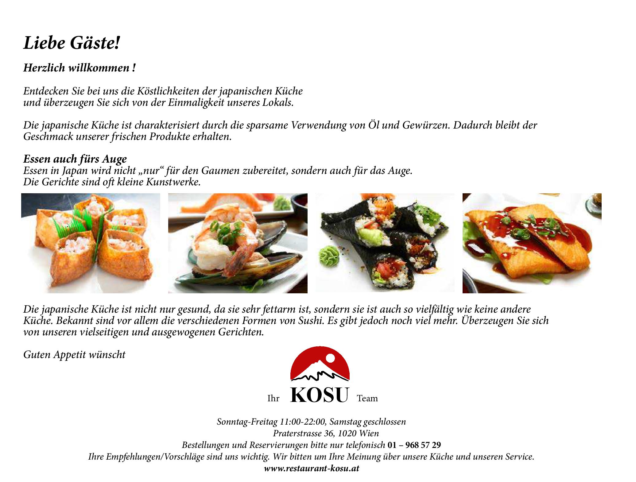 Speisekarte Kosu in Wien, Seite 24