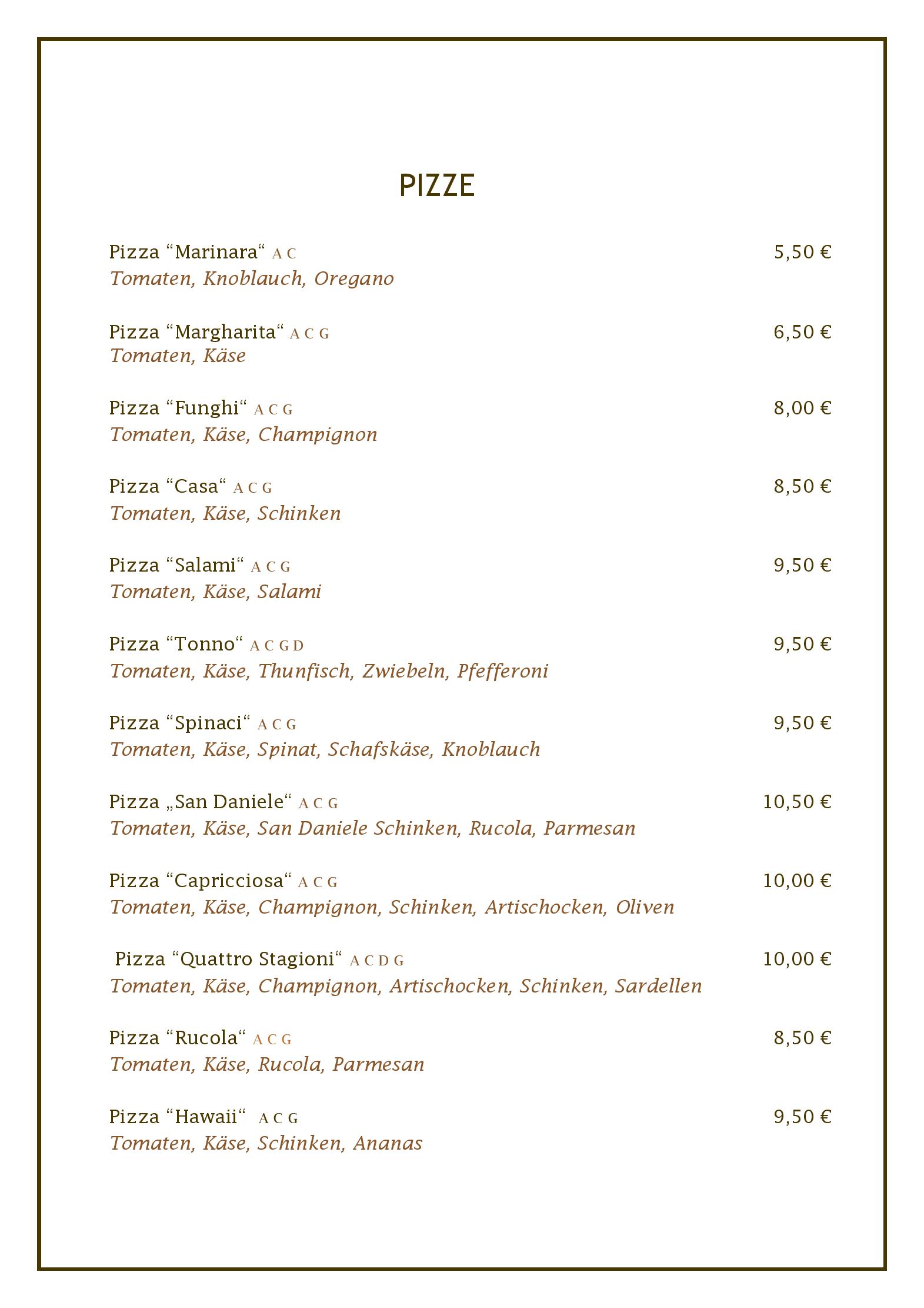 Speisekarte Pizzeria Villaggio in Strobl, Seite 4