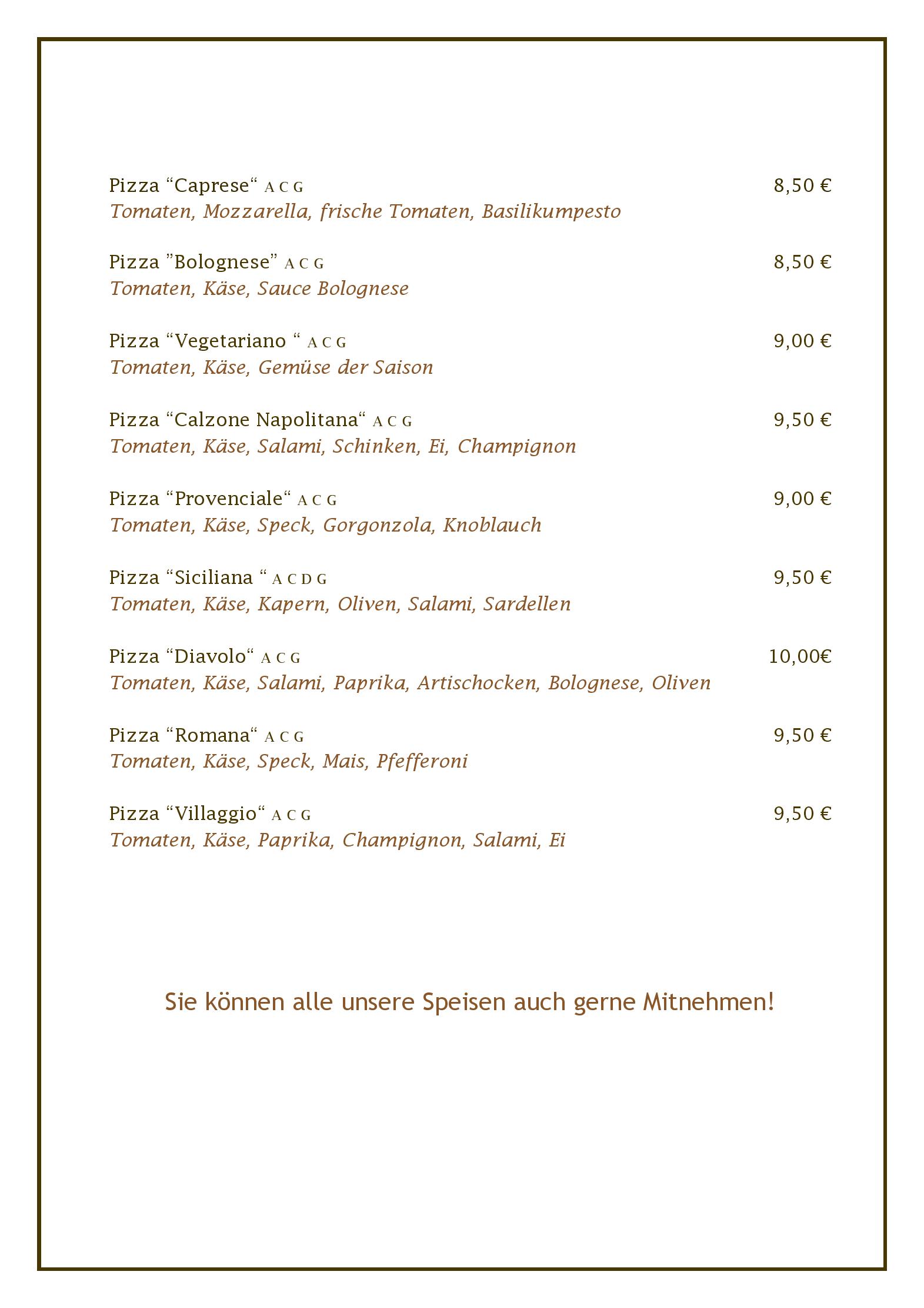 Speisekarte Pizzeria Villaggio in Strobl, Seite 3