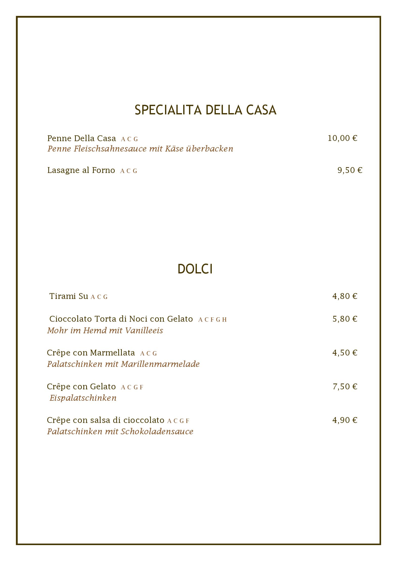 Speisekarte Pizzeria Villaggio in Strobl, Seite 2