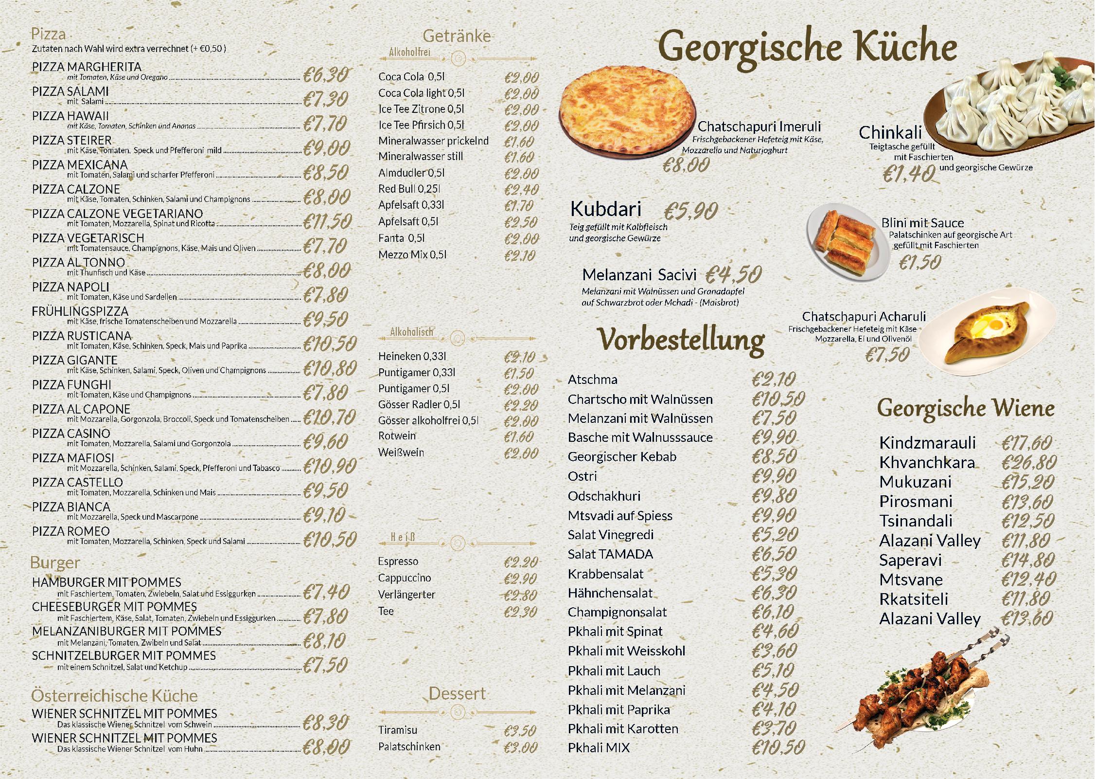 Speisekarte TAMADA in Graz, Seite 1