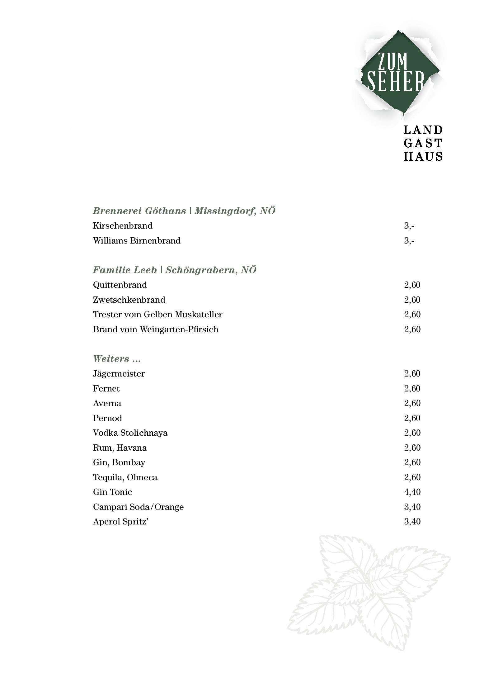 Speisekarte Landgasthaus Zum Seher in Eggenburg, Seite 13