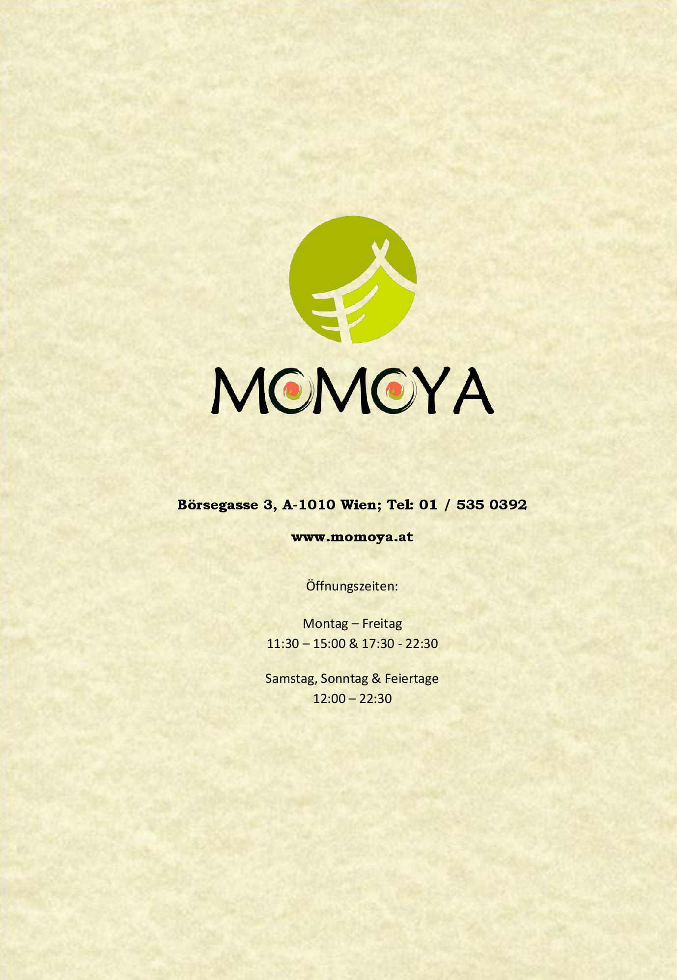 Speisekarte Momoya in Wien, Seite 17
