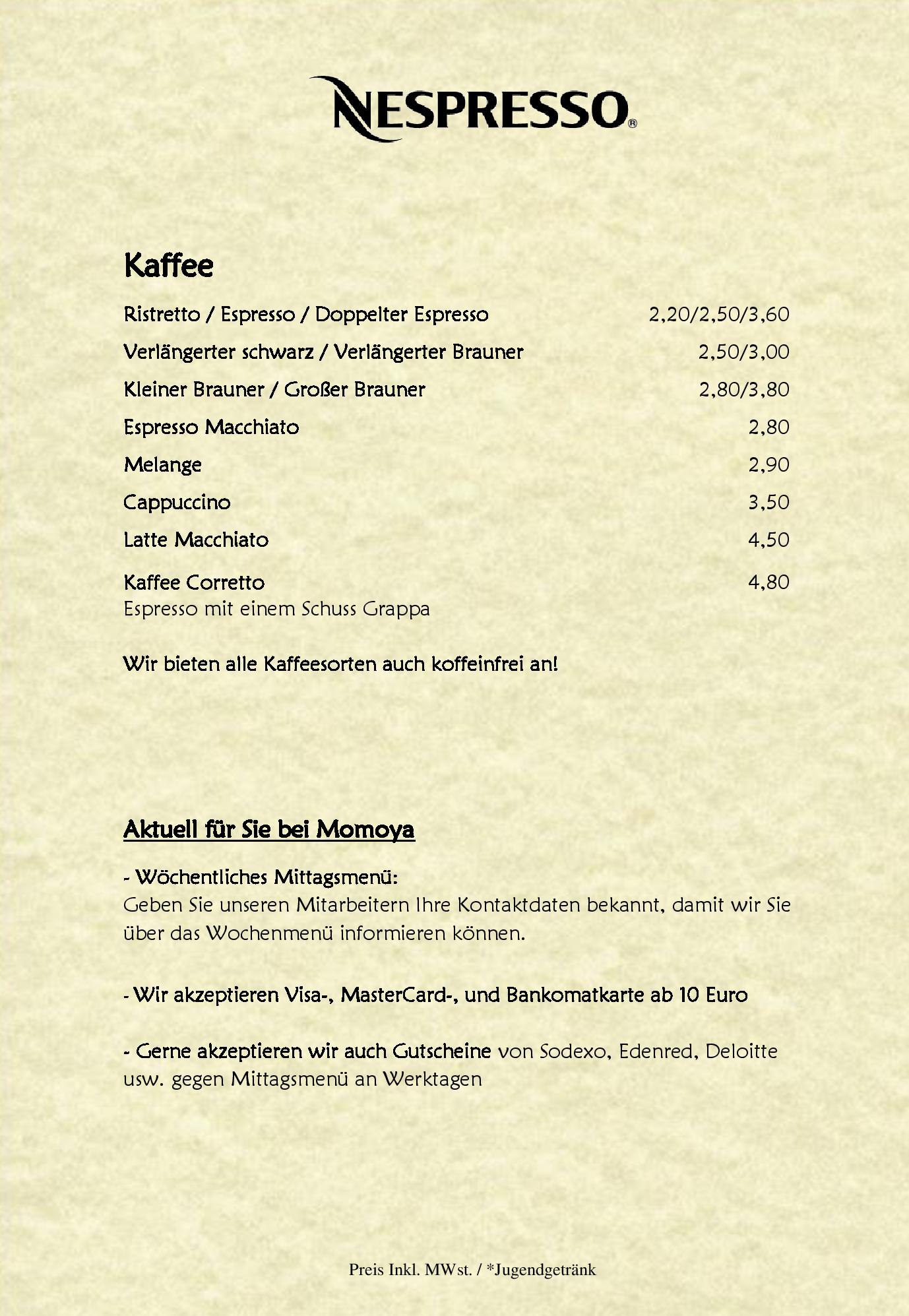 Speisekarte Momoya in Wien, Seite 31