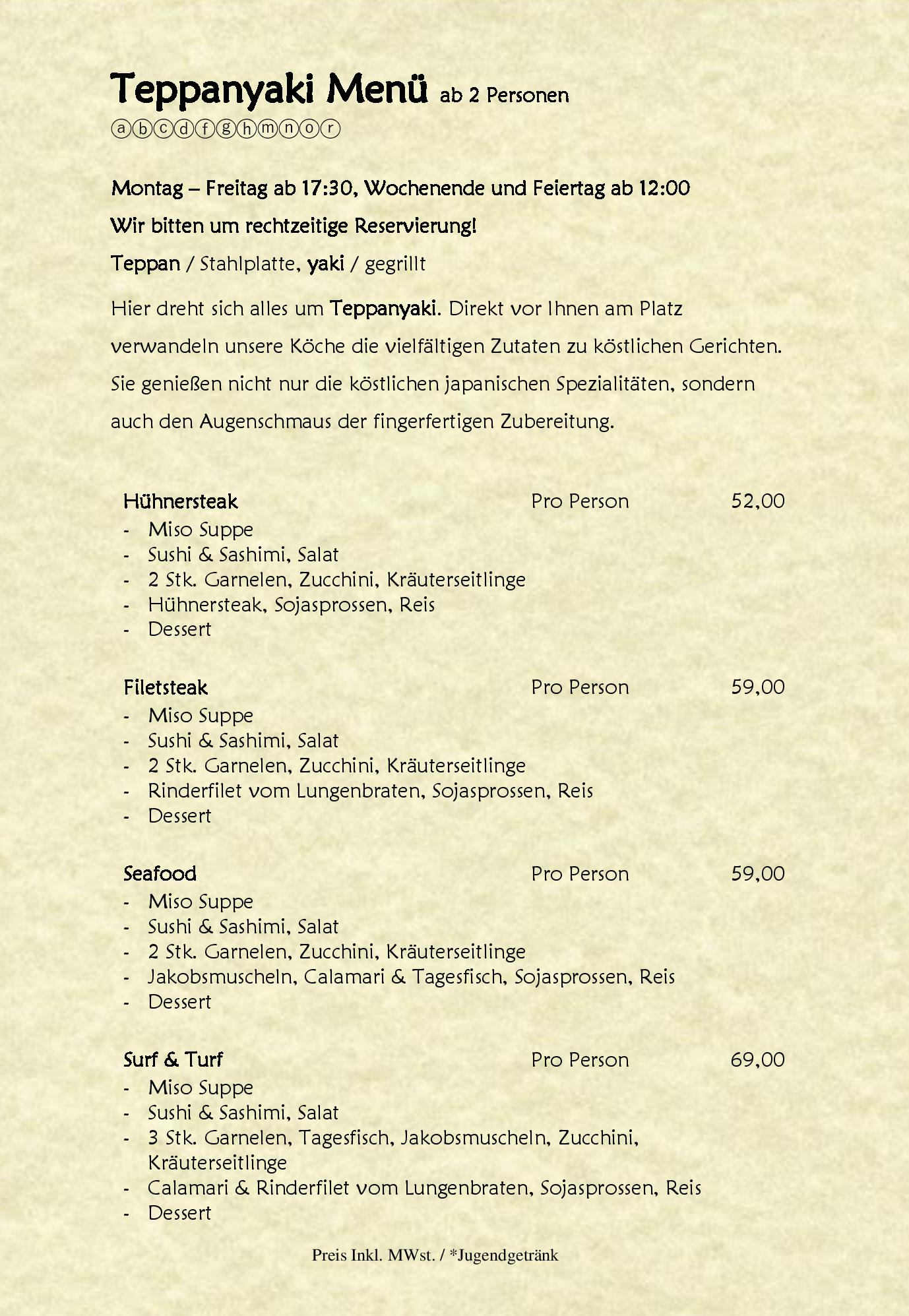 Speisekarte Momoya in Wien, Seite 24