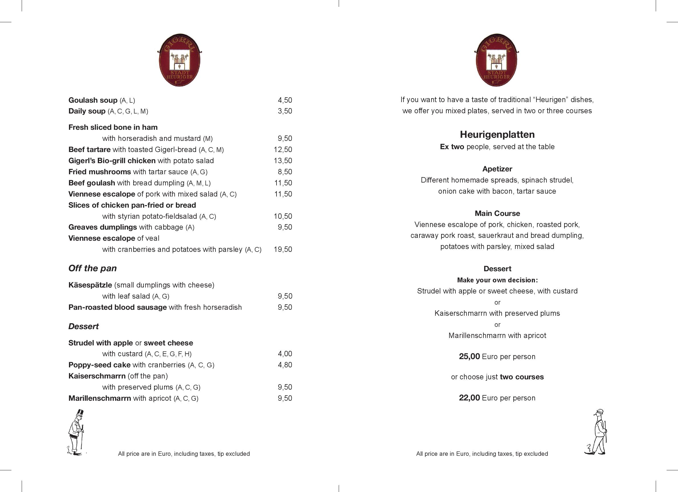 Speisekarte Gigerl - der Stadtheurige in Wien, Seite 4