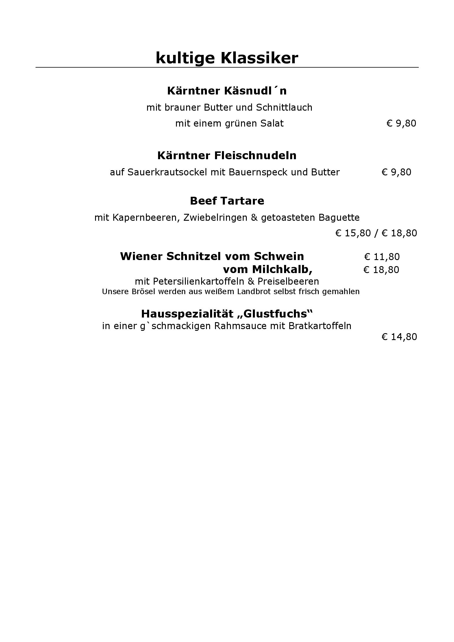 Speisekarte Restaurant Urbani Weinstuben in Villach, Seite 4
