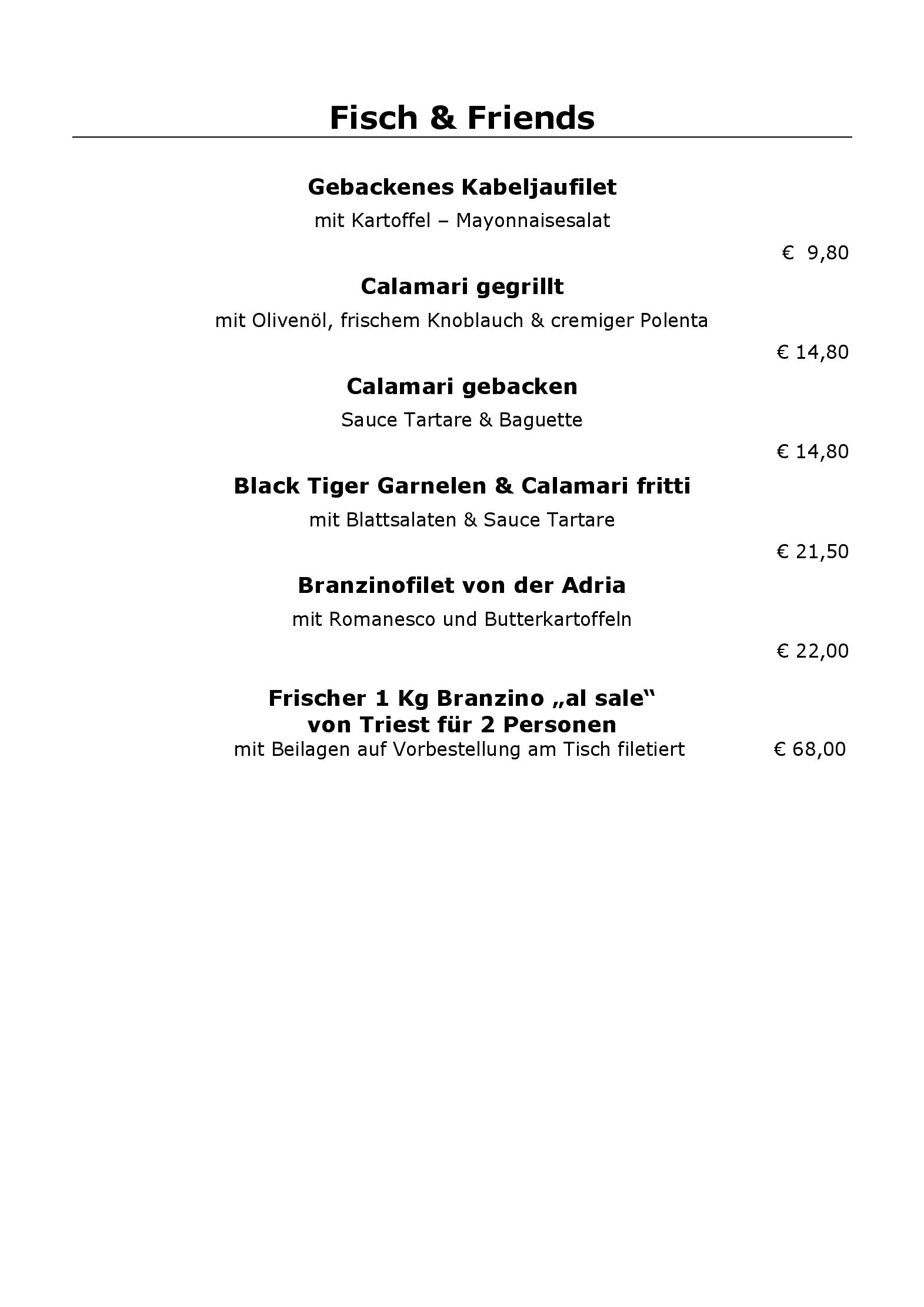 Speisekarte Restaurant Urbani Weinstuben in Villach, Seite 5