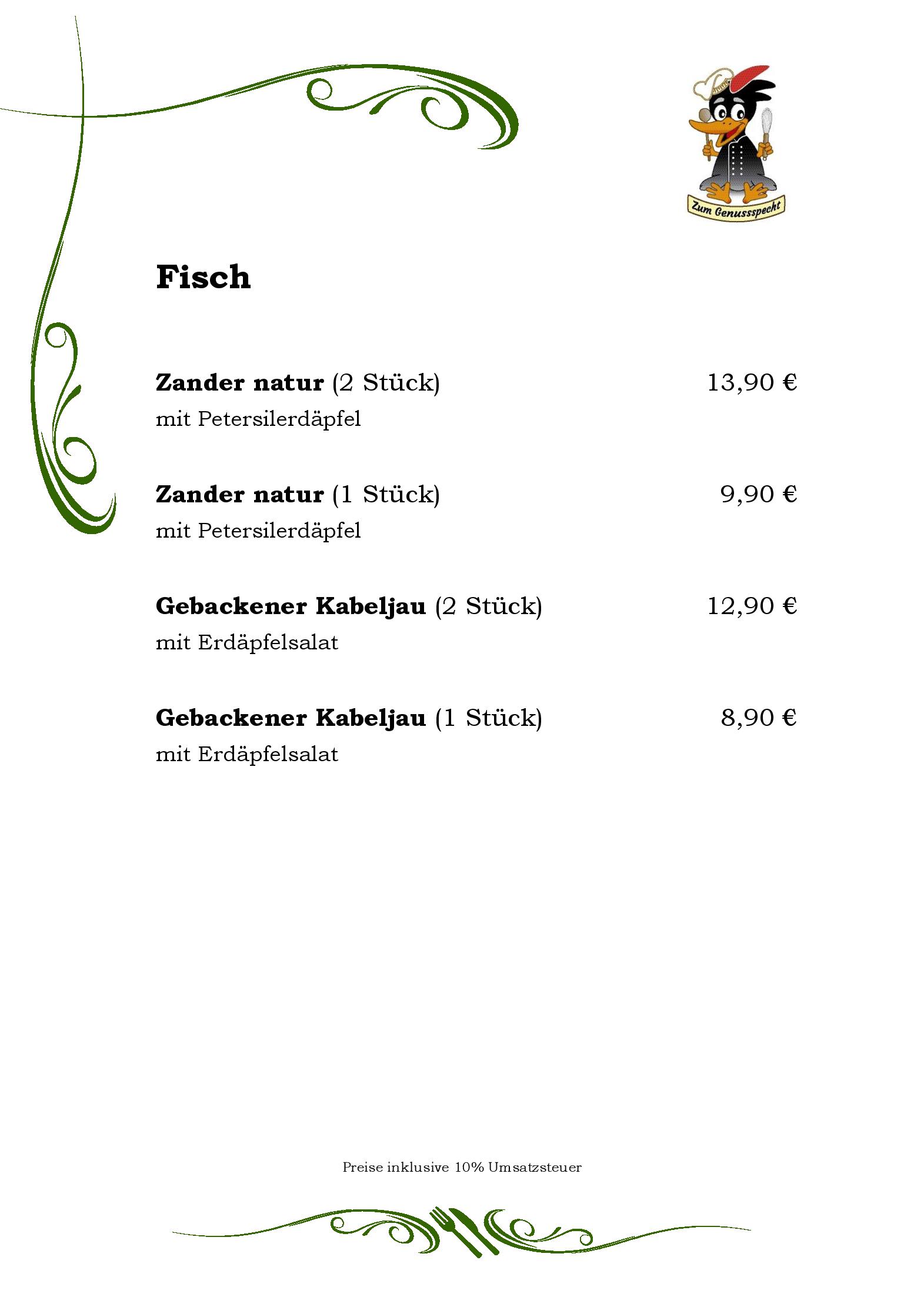 Speisekarte Zum Genussspecht im Unterlaaerhof in Wien, Seite 7