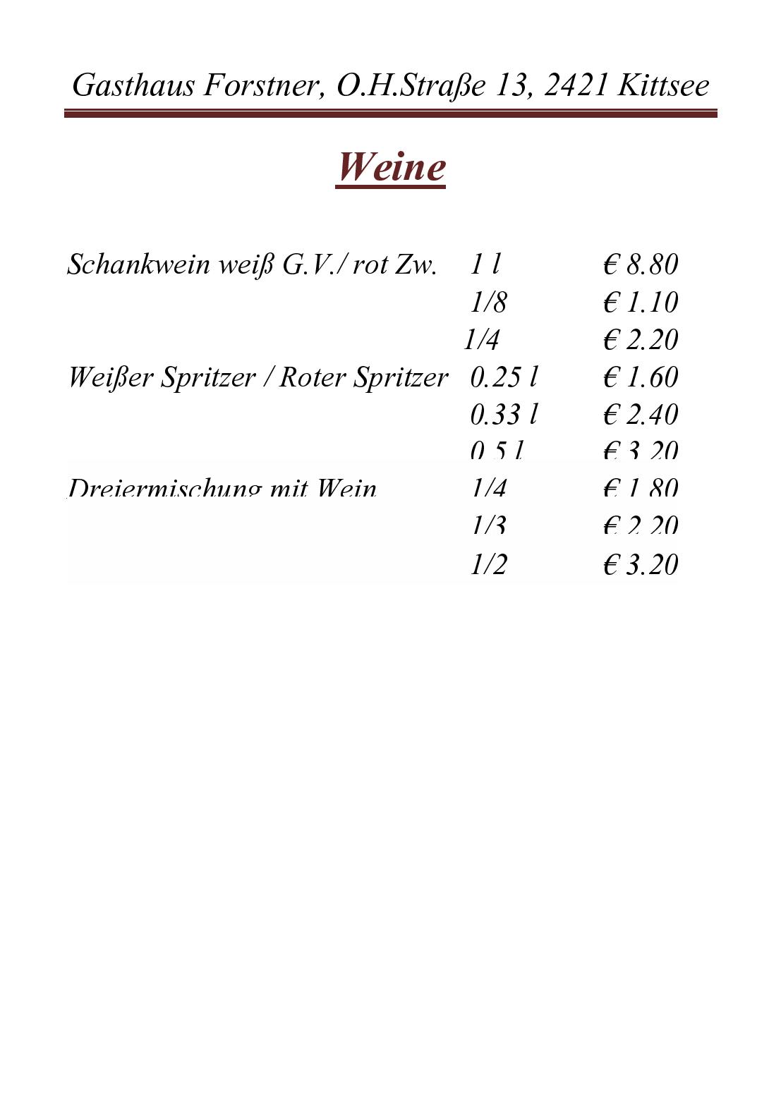 Speisekarte Gasthaus Forstner in Kittsee, Seite 7