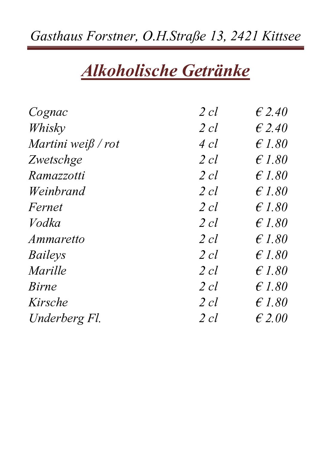 Speisekarte Gasthaus Forstner in Kittsee, Seite 8