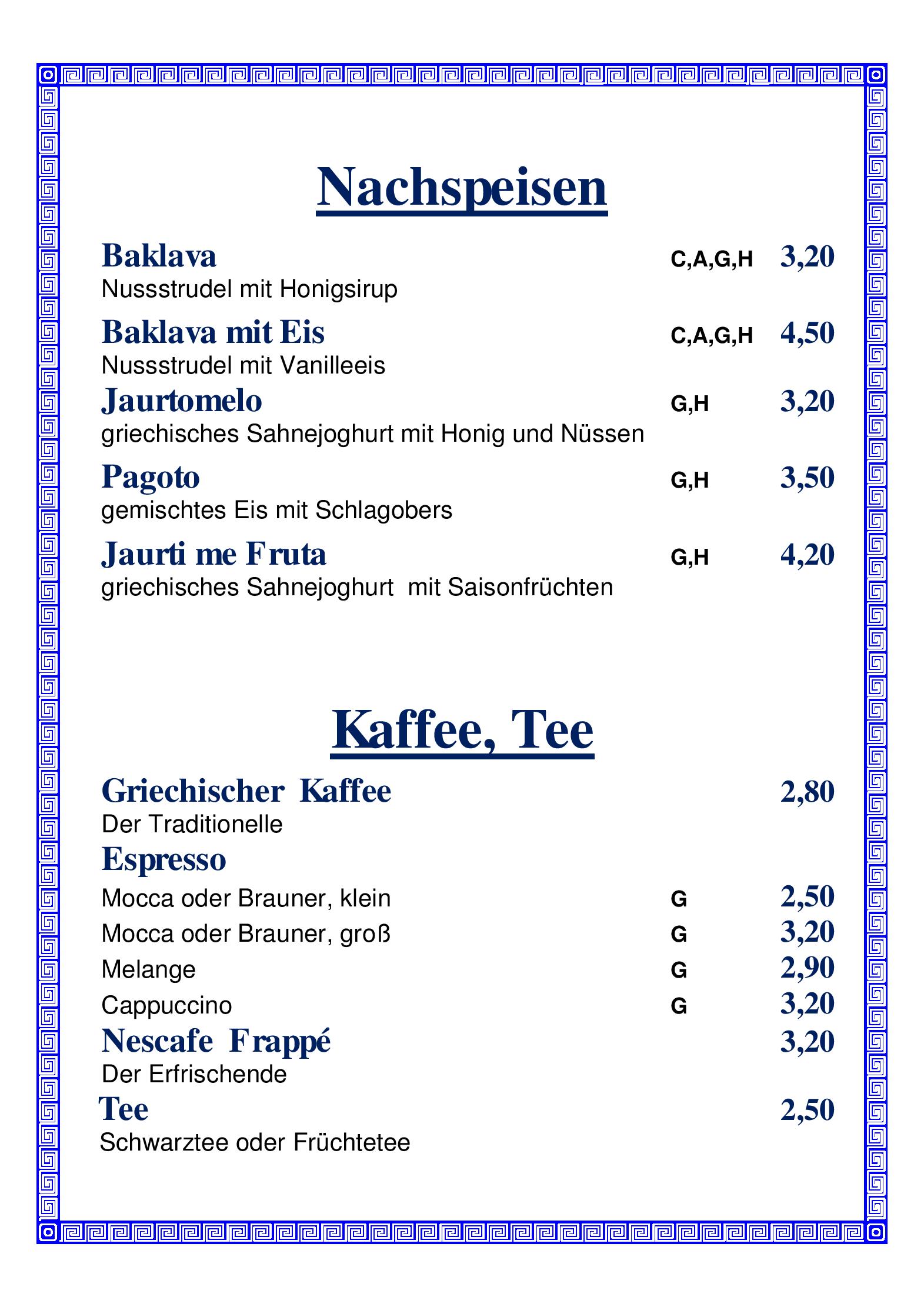 Speisekarte Taverne Sokrates in Wien, Seite 10