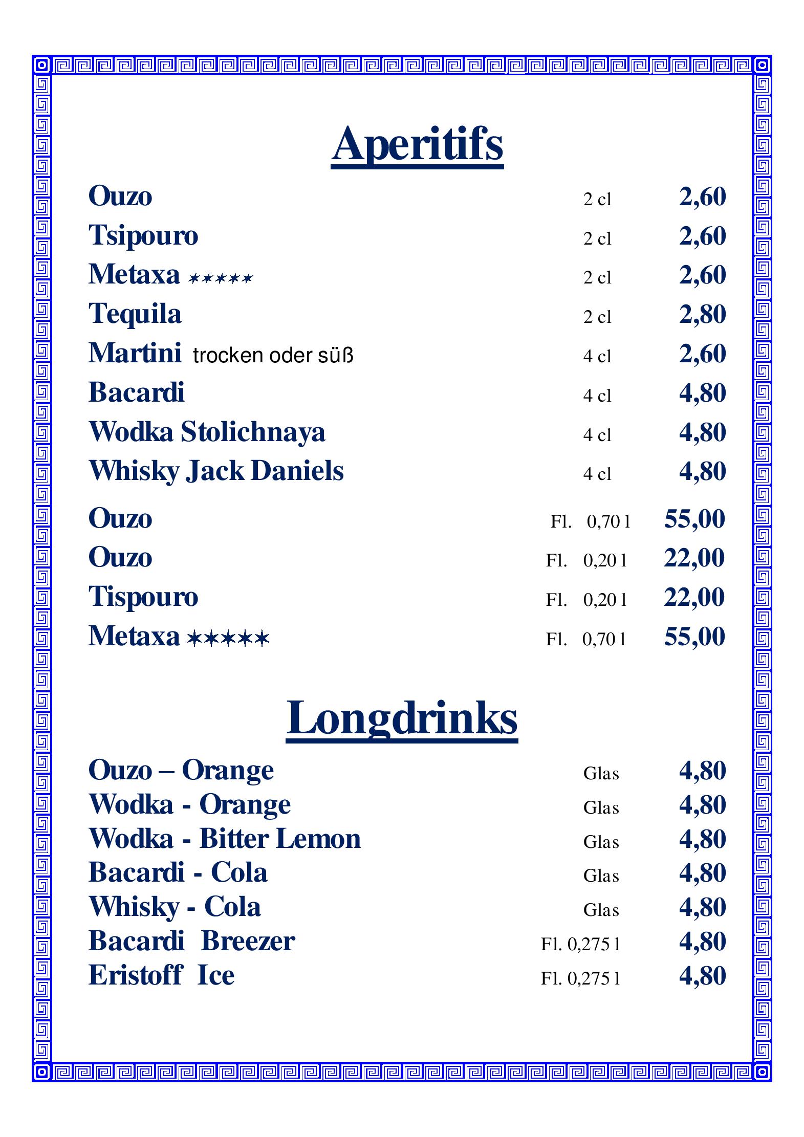 Speisekarte Taverne Sokrates in Wien, Seite 12