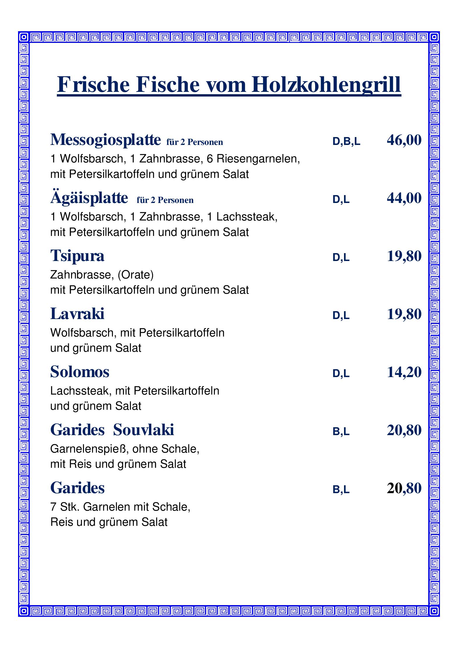 Speisekarte Taverne Sokrates in Wien, Seite 6
