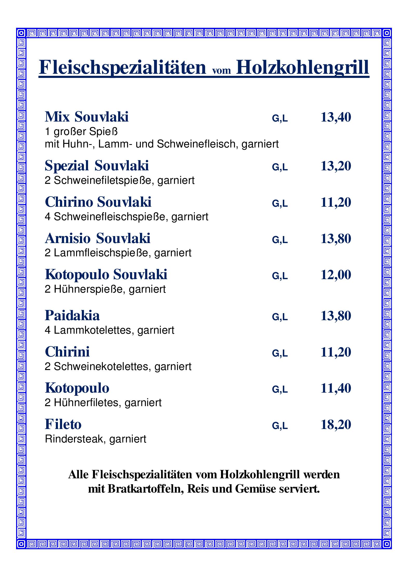 Speisekarte Taverne Sokrates in Wien, Seite 7