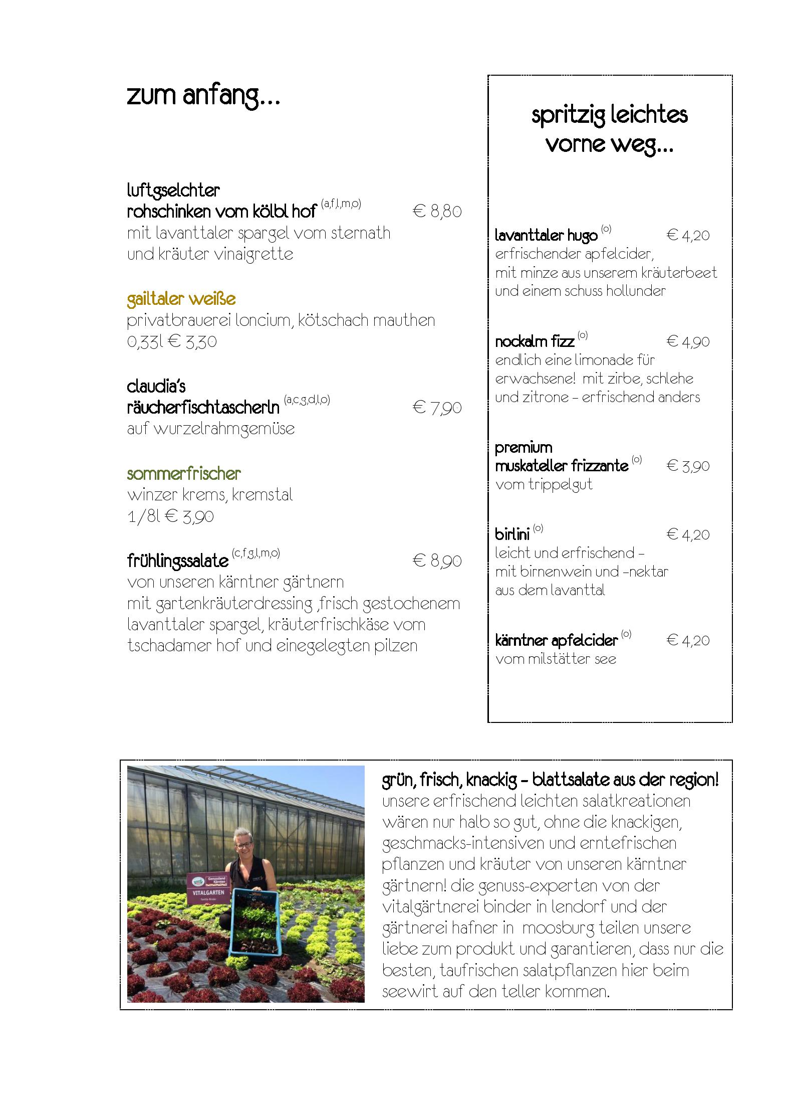 Speisekarte Maltschacher Seewirt in Feldkirchen, Seite 6