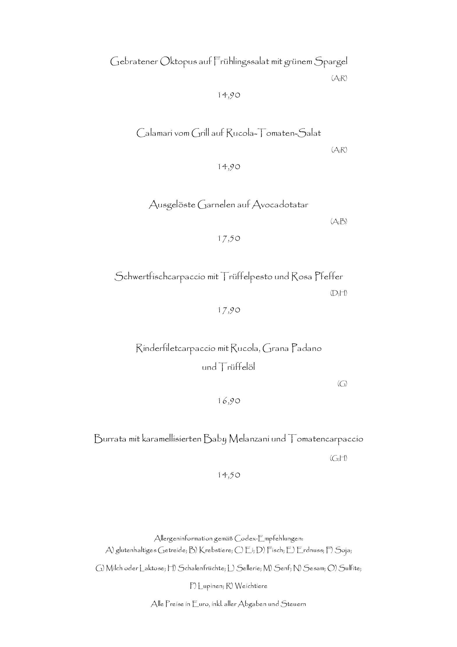 Speisekarte AURELIUS Restaurant & Weinbar in Wien, Seite 4