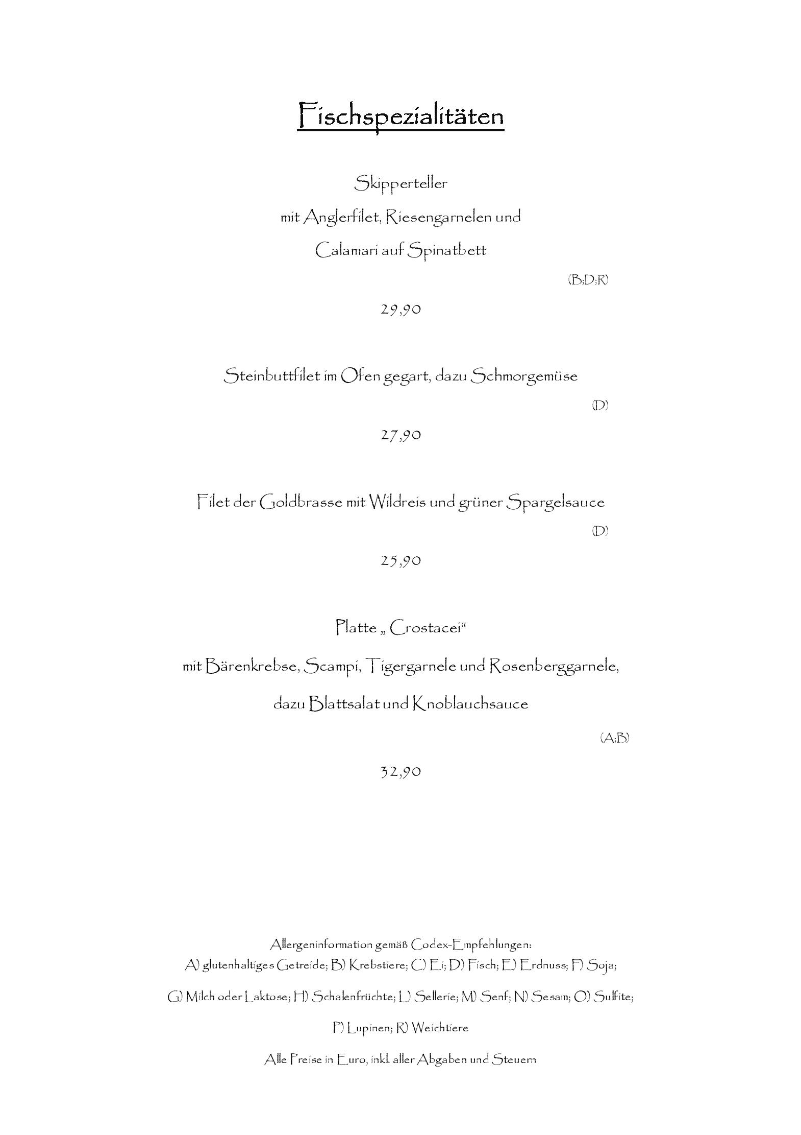 Speisekarte AURELIUS Restaurant & Weinbar in Wien, Seite 2