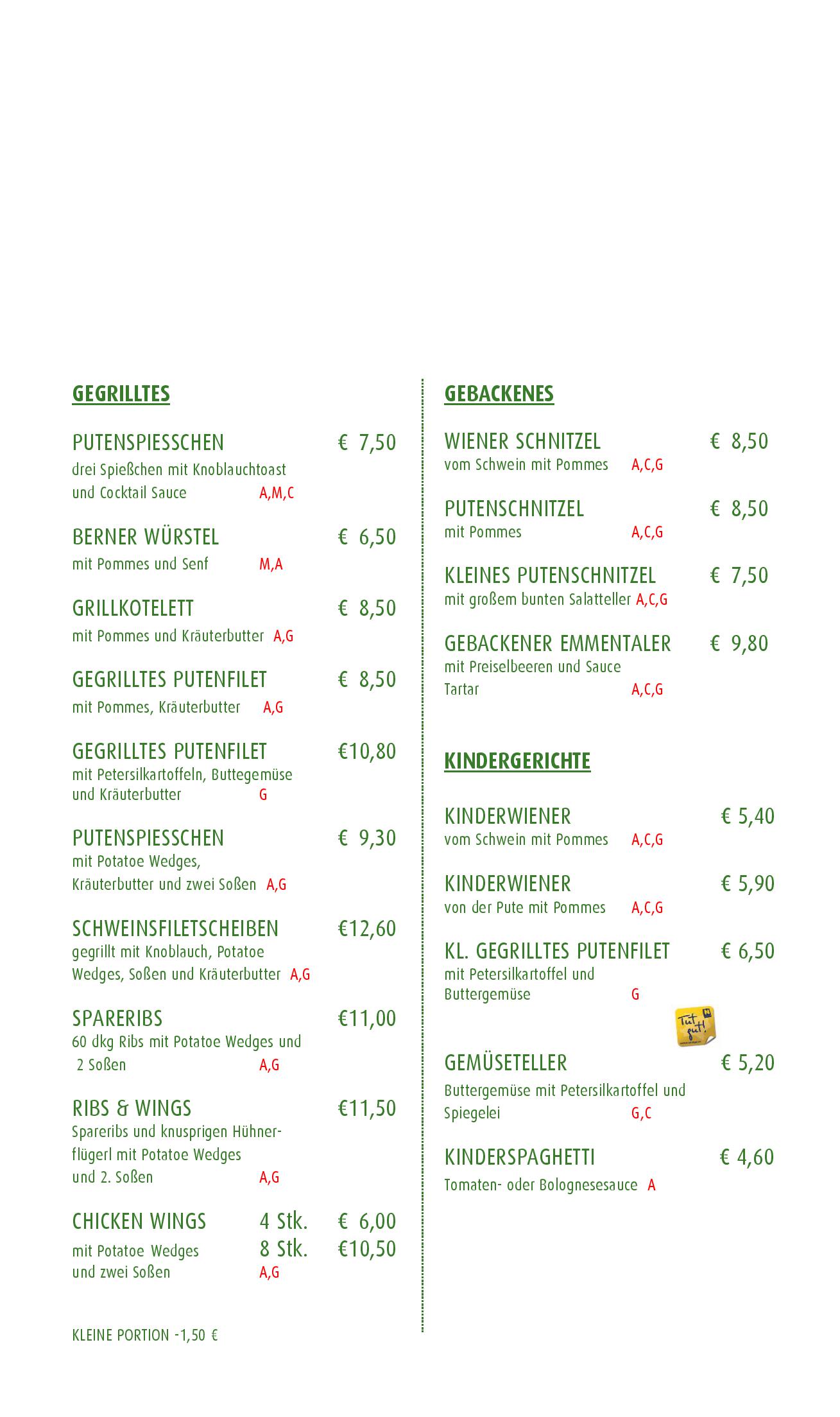 Speisekarte Gasthof Stiegenwirt in Kirchberg am Wechsel, Seite 4