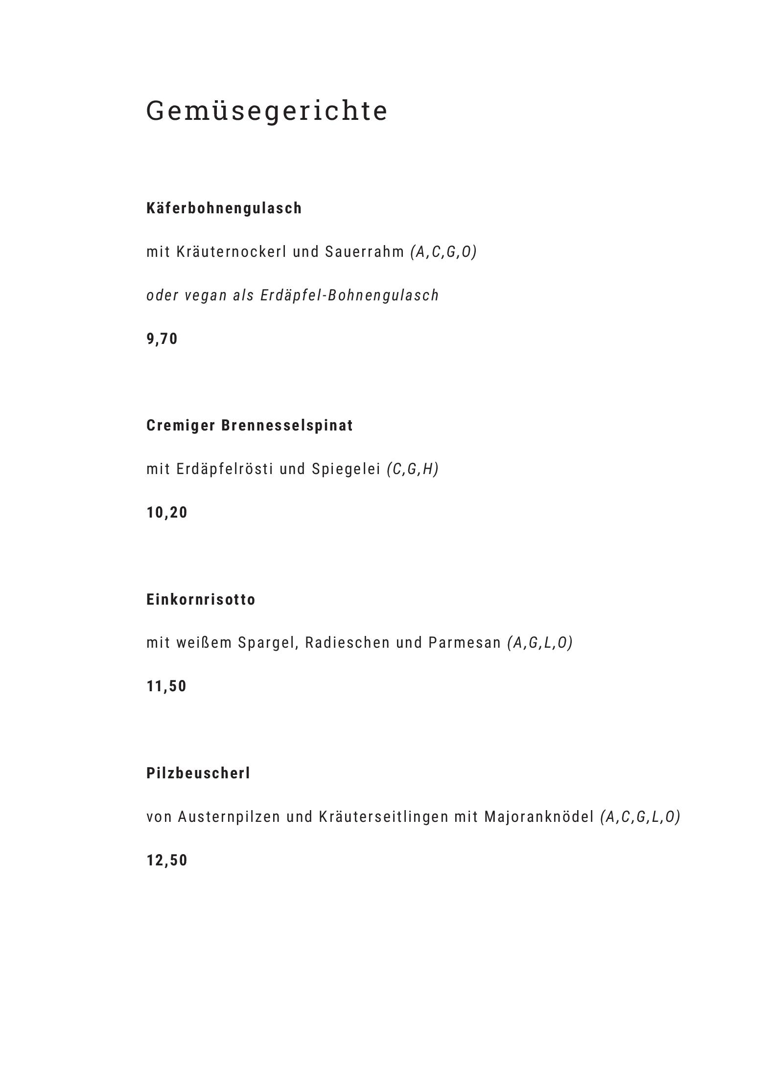 Speisekarte Steinthal in Wien, Seite 2