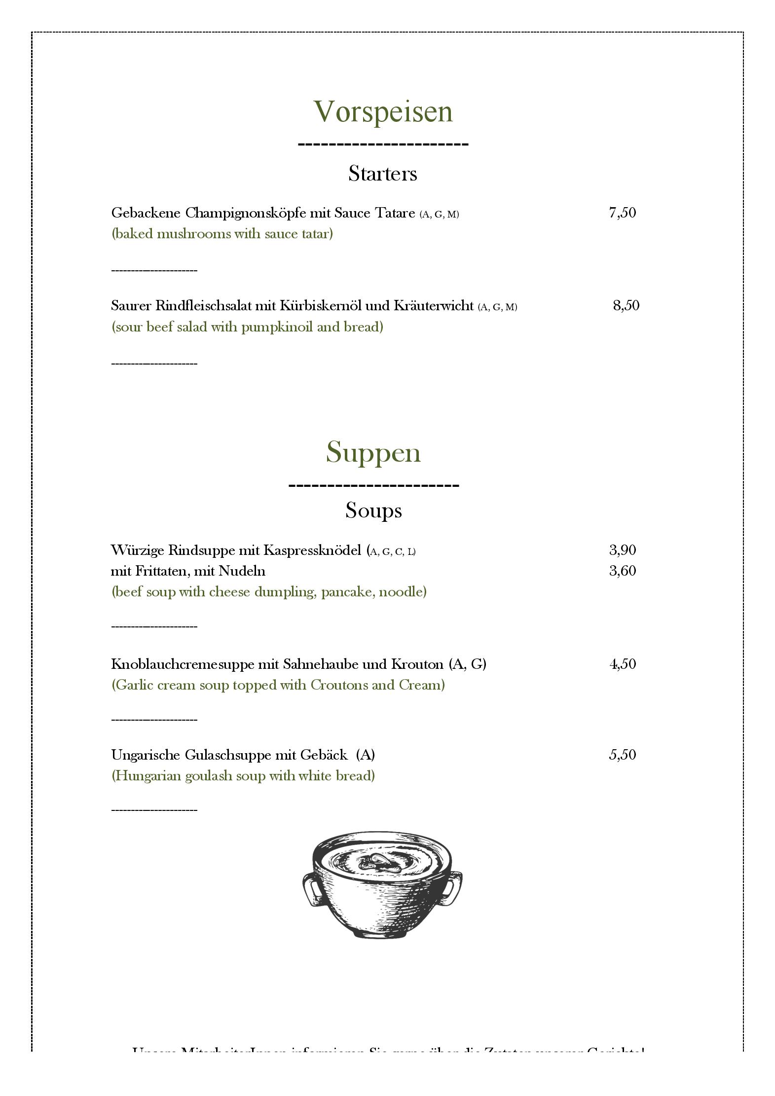 Speisekarte Gasthaus Gimsenwirt in St. Gilgen, Seite 4