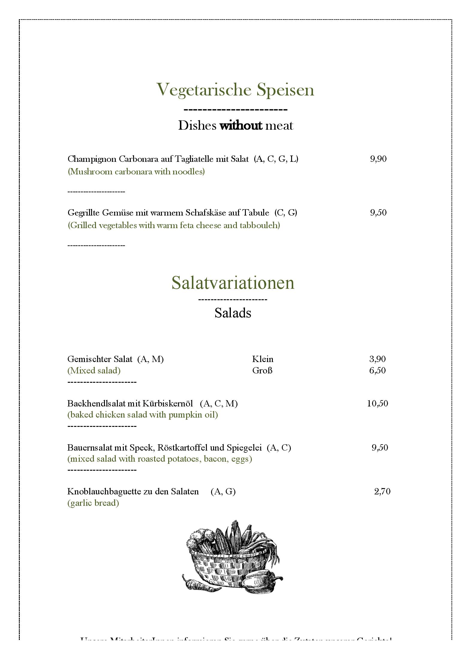 Speisekarte Gasthaus Gimsenwirt in St. Gilgen, Seite 2
