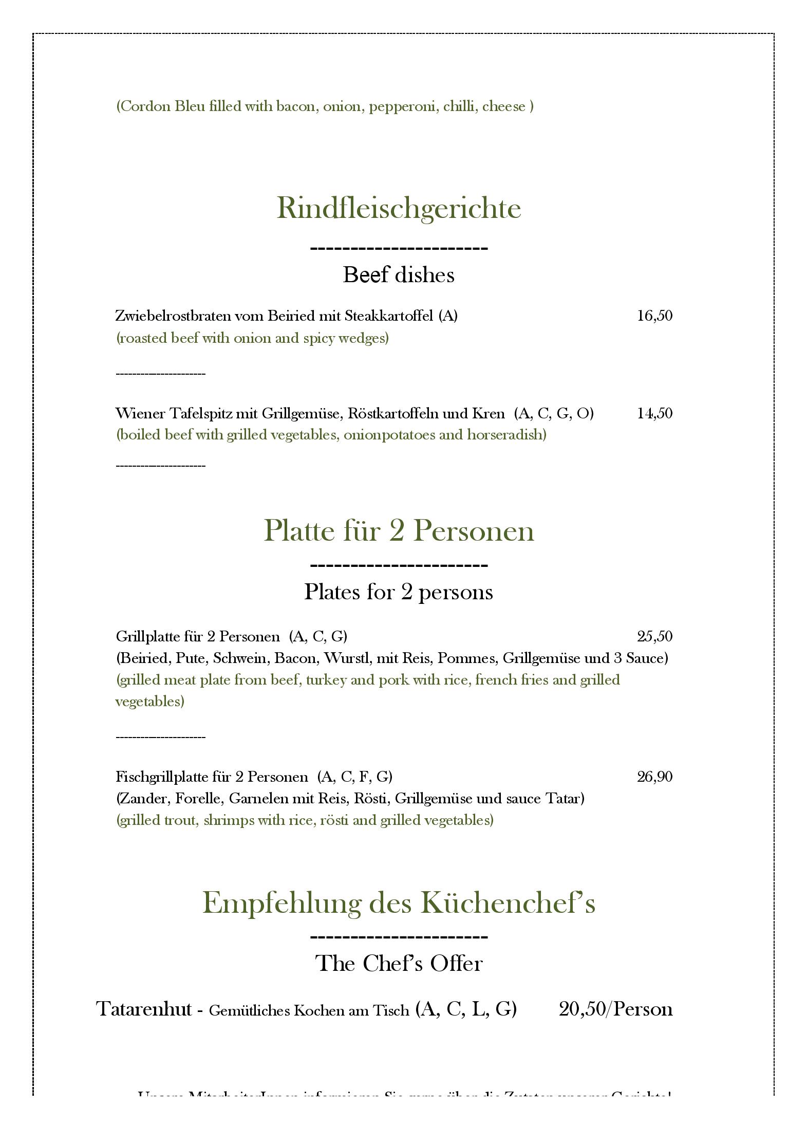 Speisekarte Gasthaus Gimsenwirt in St. Gilgen, Seite 6