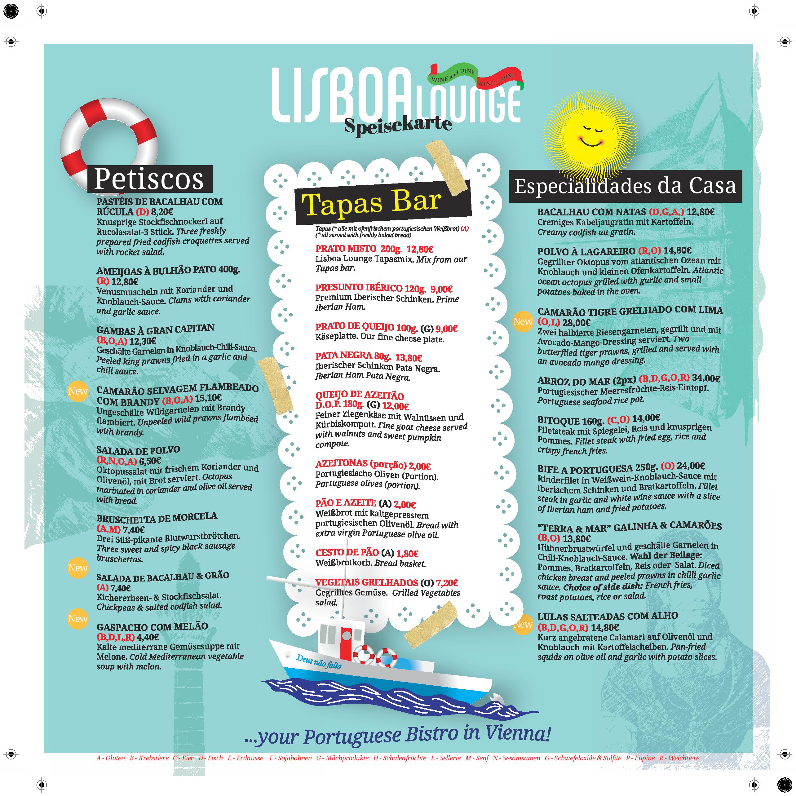 Speisekarte Lisboa Lounge, Dine & Wine in Wien, Seite 3