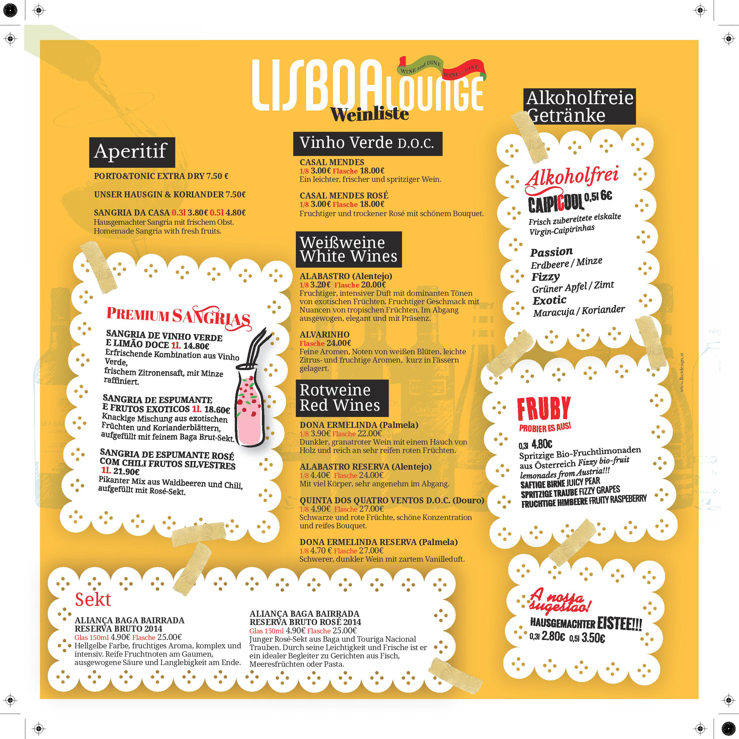 Speisekarte Lisboa Lounge, Dine & Wine in Wien, Seite 4