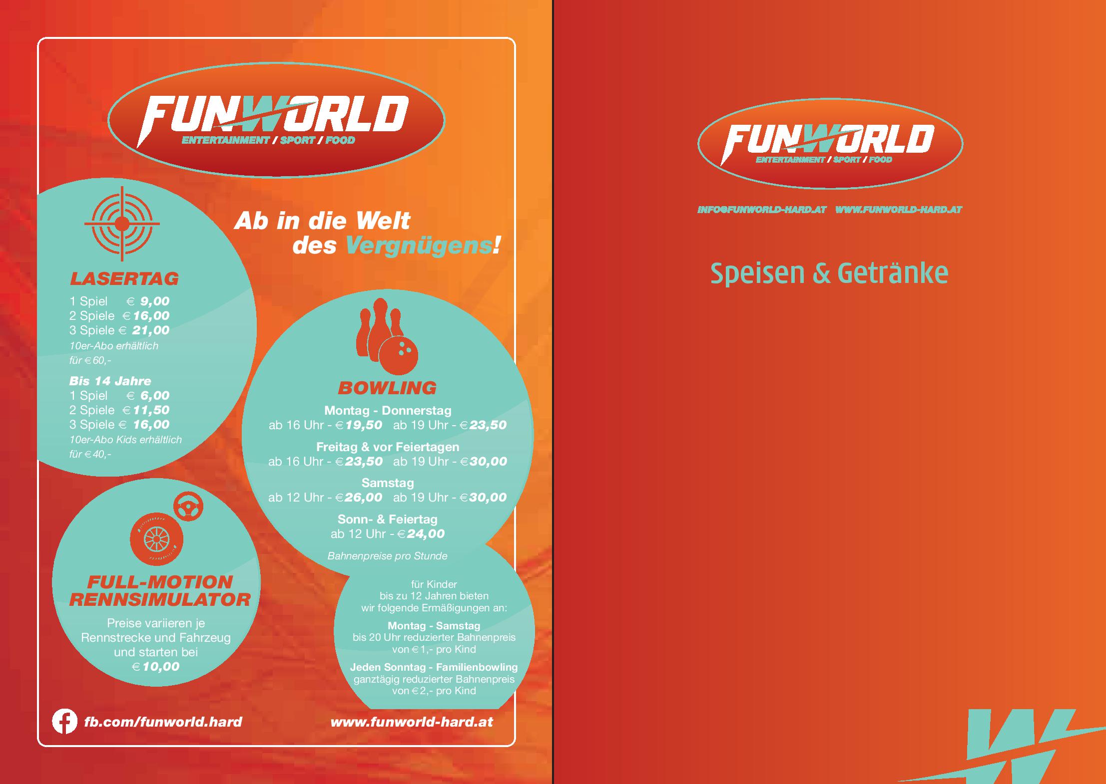 Speisekarte Funworld Betriebs GmbH in Hard, Seite 1