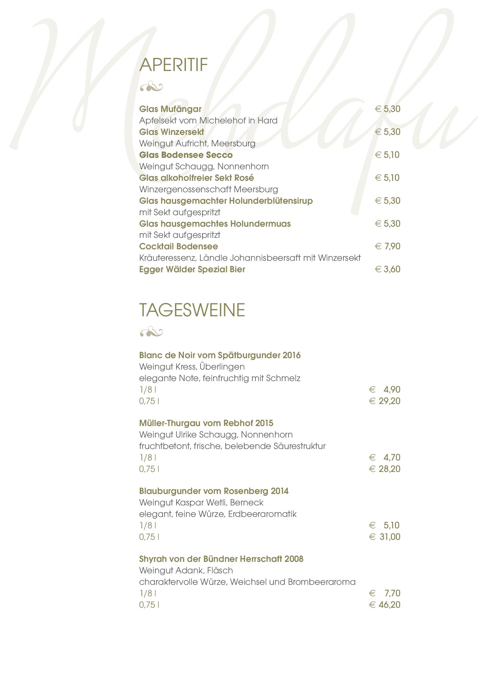 Speisekarte Hotel-Restaurant Schönblick in Eichenberg, Seite 2