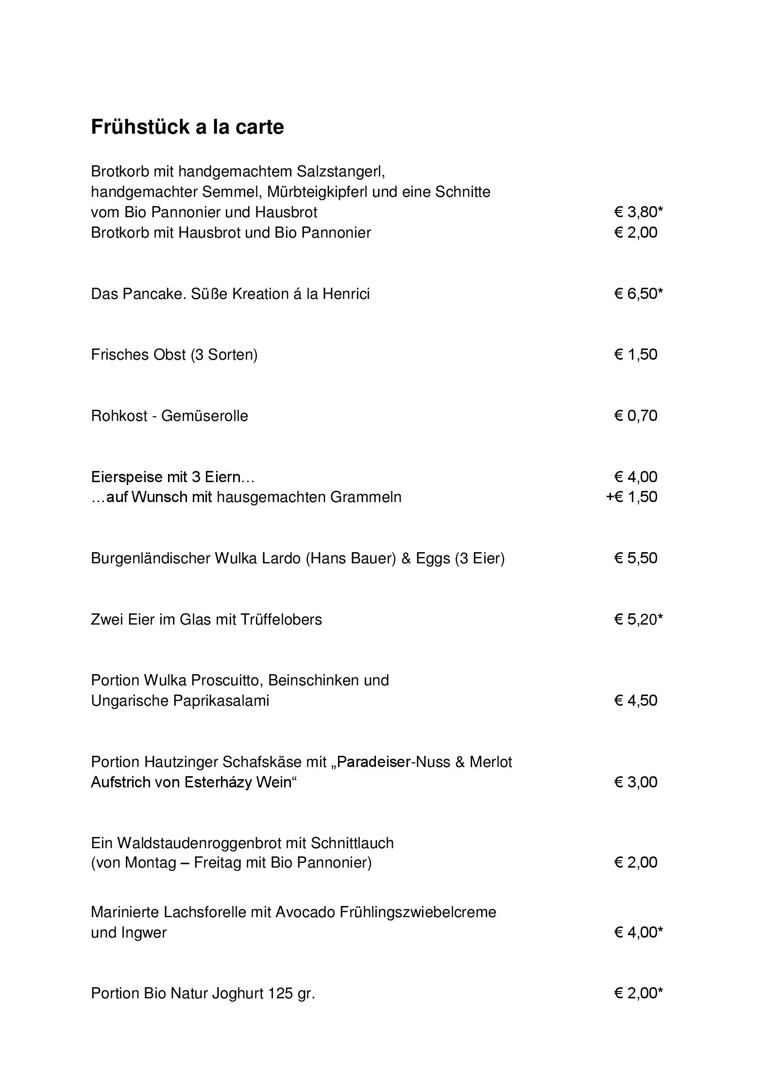 Speisekarte Henrici in Eisenstadt, Seite 7