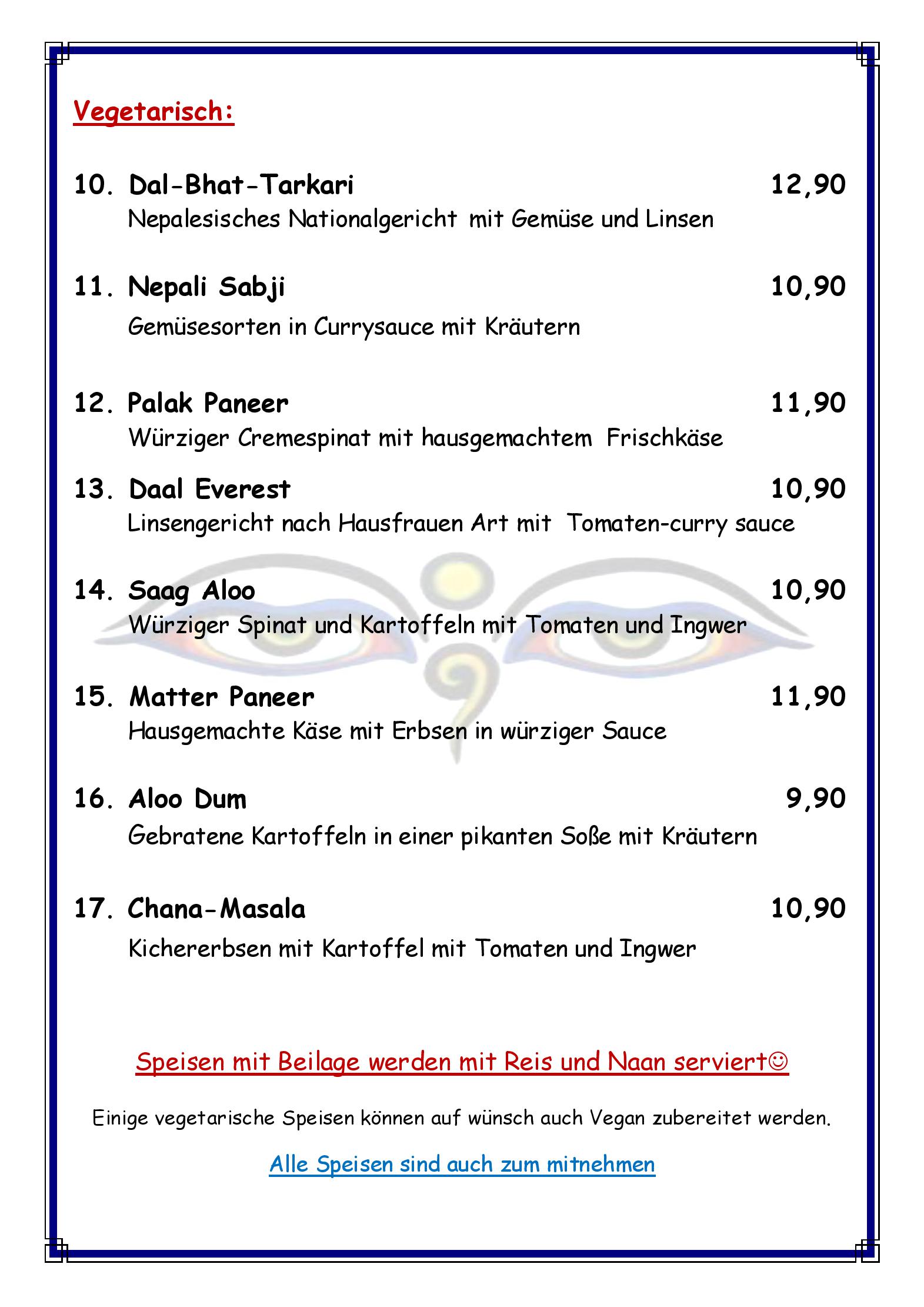 Speisekarte Everest Inn Fine Nepali Kitchen in Innsbruck, Seite 8