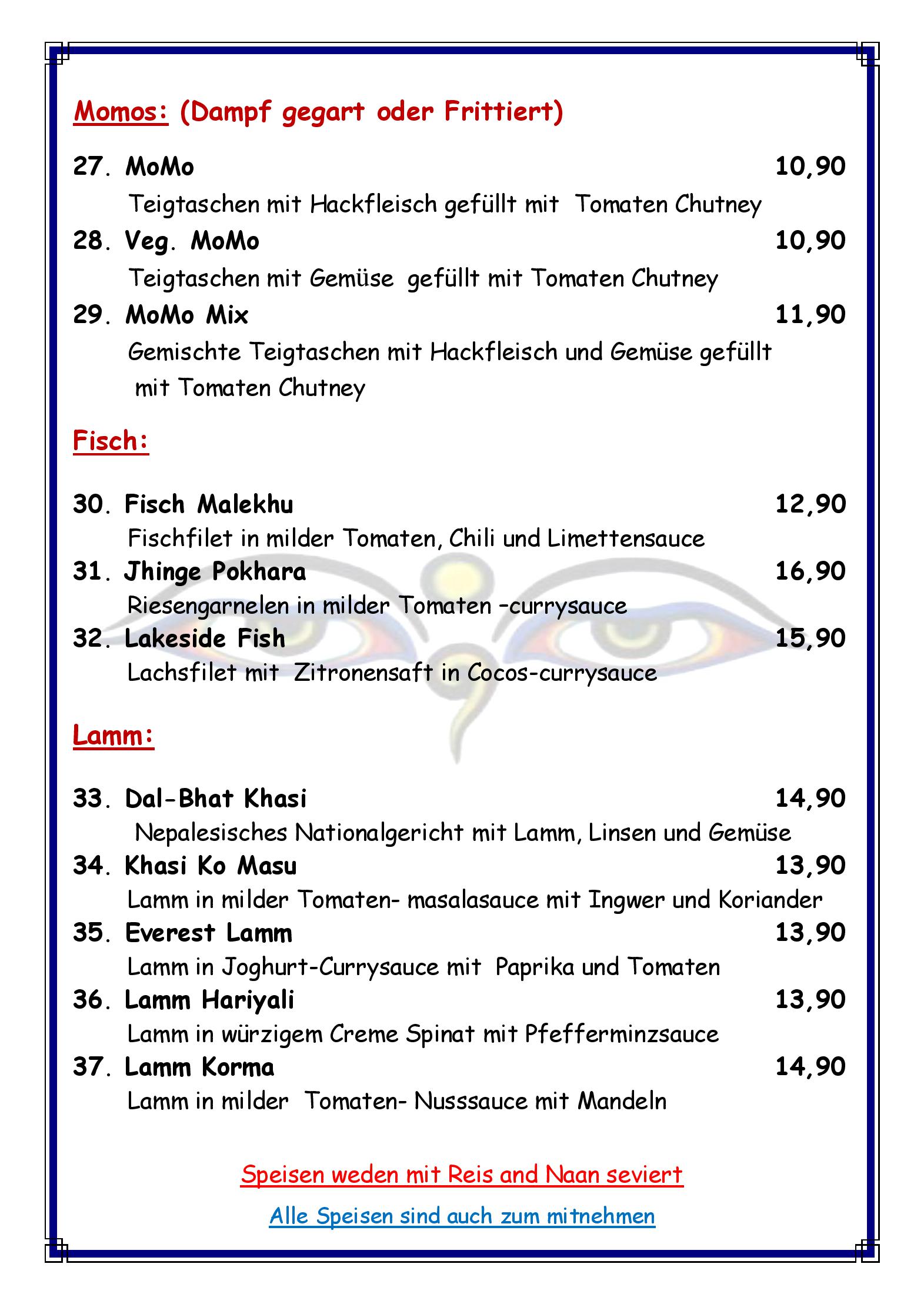 Speisekarte Everest Inn Fine Nepali Kitchen in Innsbruck, Seite 6