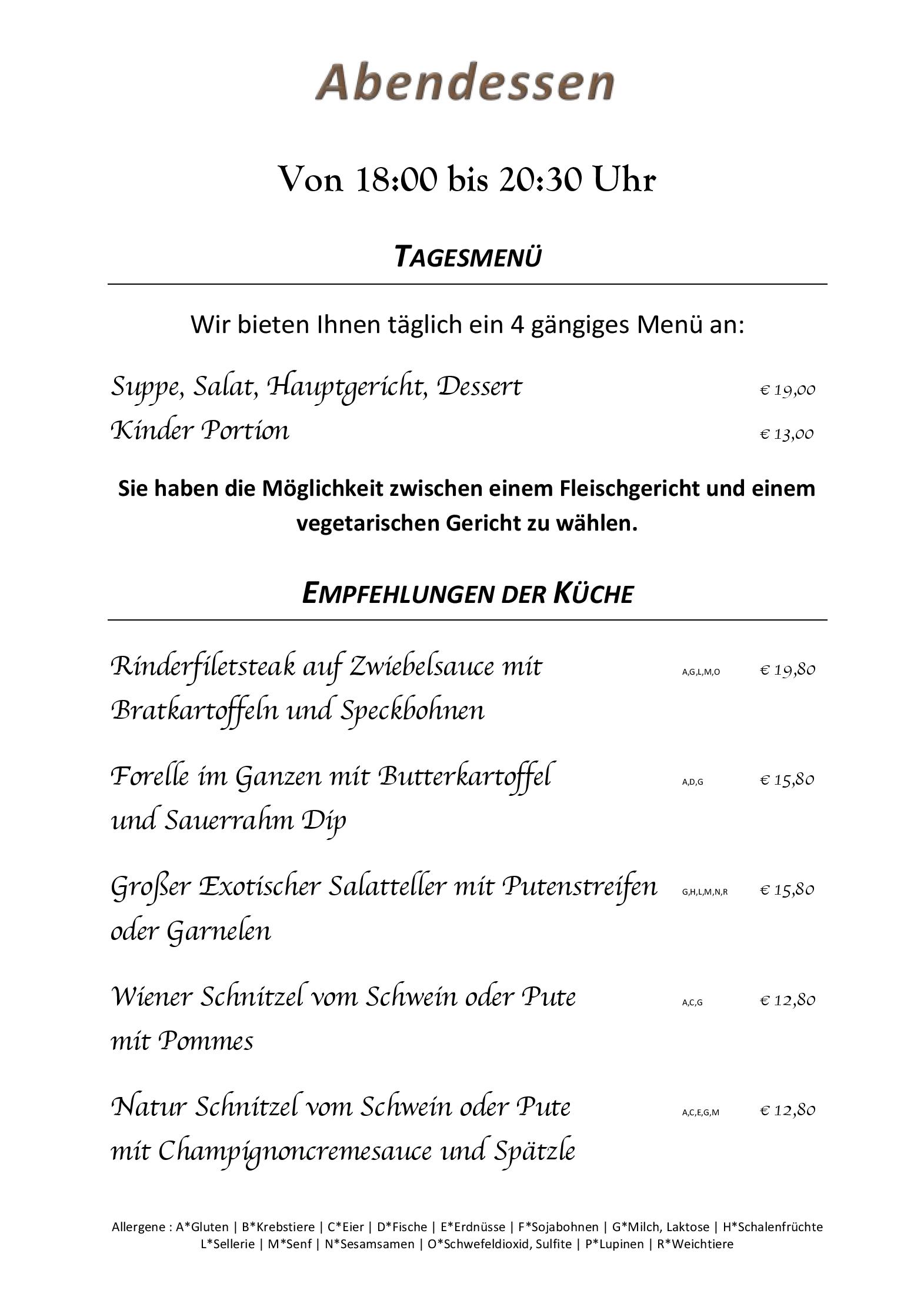 Speisekarte Haus Diana in Höfen, Seite 3