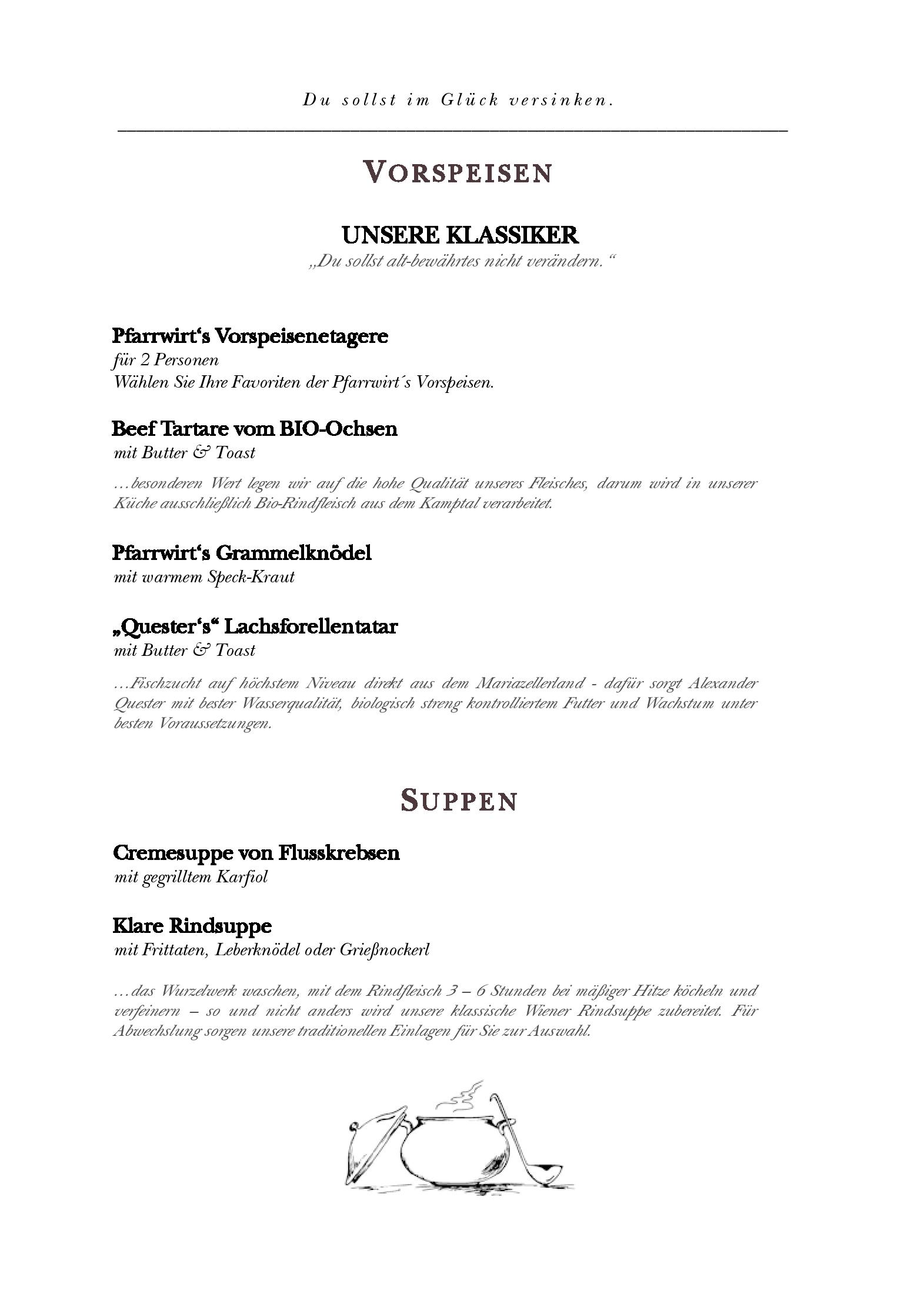 Speisekarte Pfarrplatz Gastronomiebetriebs GmbH in Wien, Seite 1
