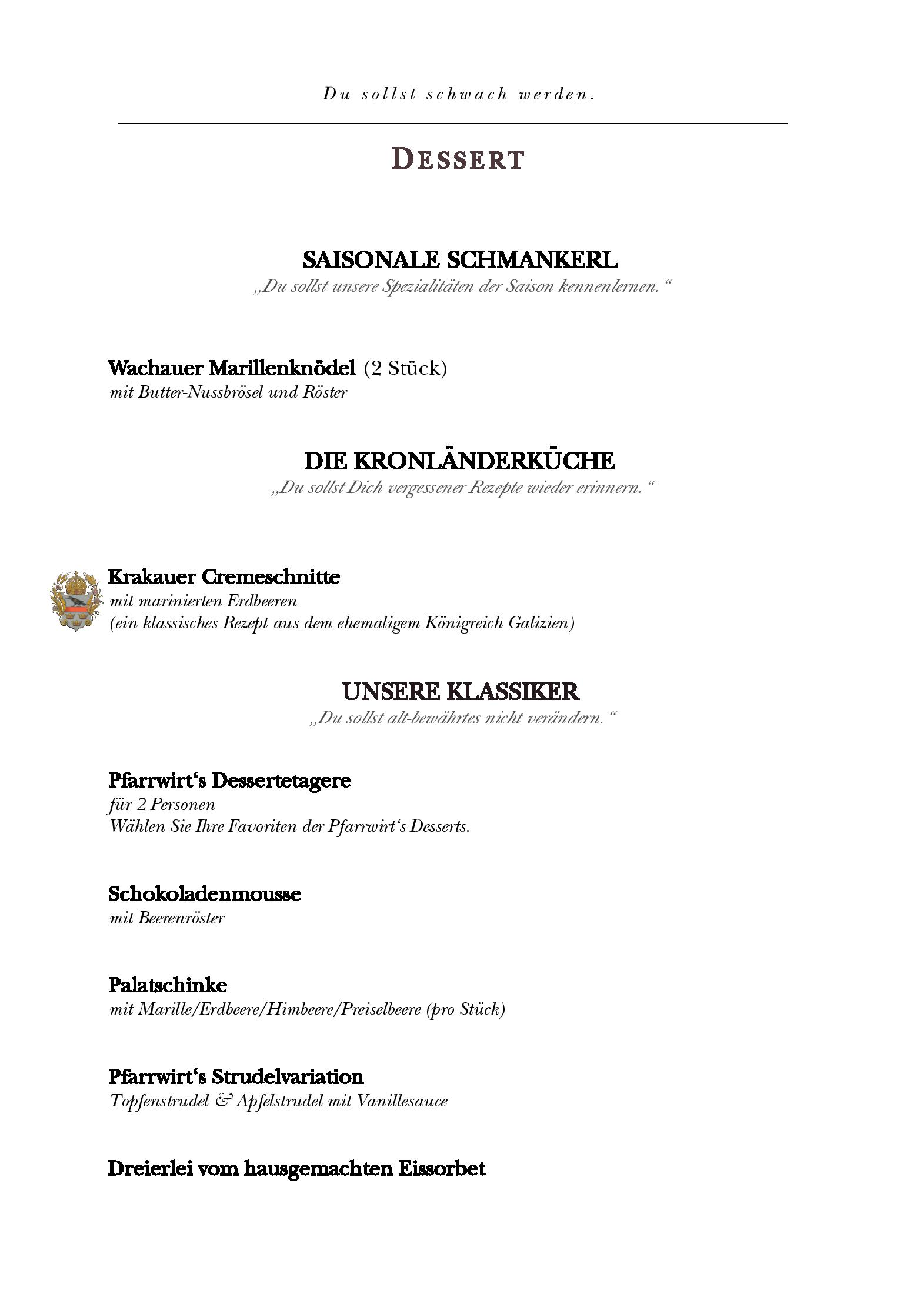 Speisekarte Pfarrplatz Gastronomiebetriebs GmbH in Wien, Seite 6