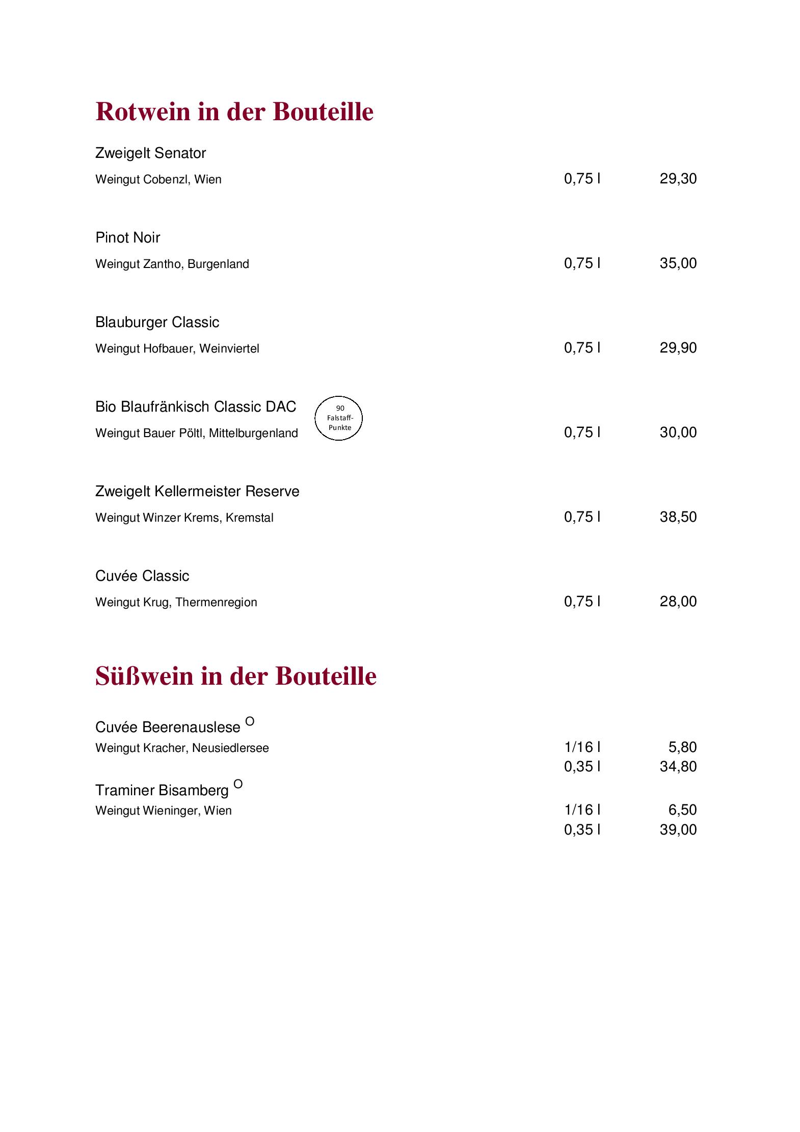 Speisekarte Wiener Rathauskeller in Wien, Seite 12