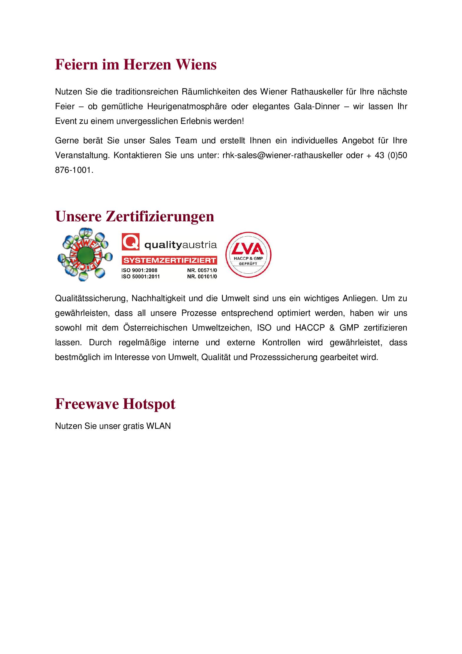 Speisekarte Wiener Rathauskeller in Wien, Seite 16