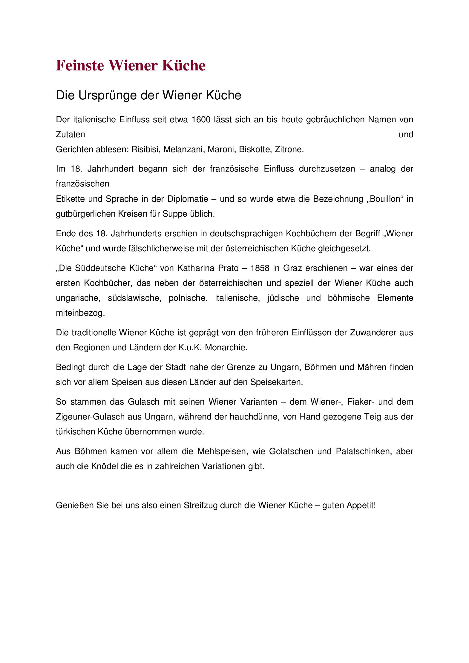 Speisekarte Wiener Rathauskeller in Wien, Seite 2