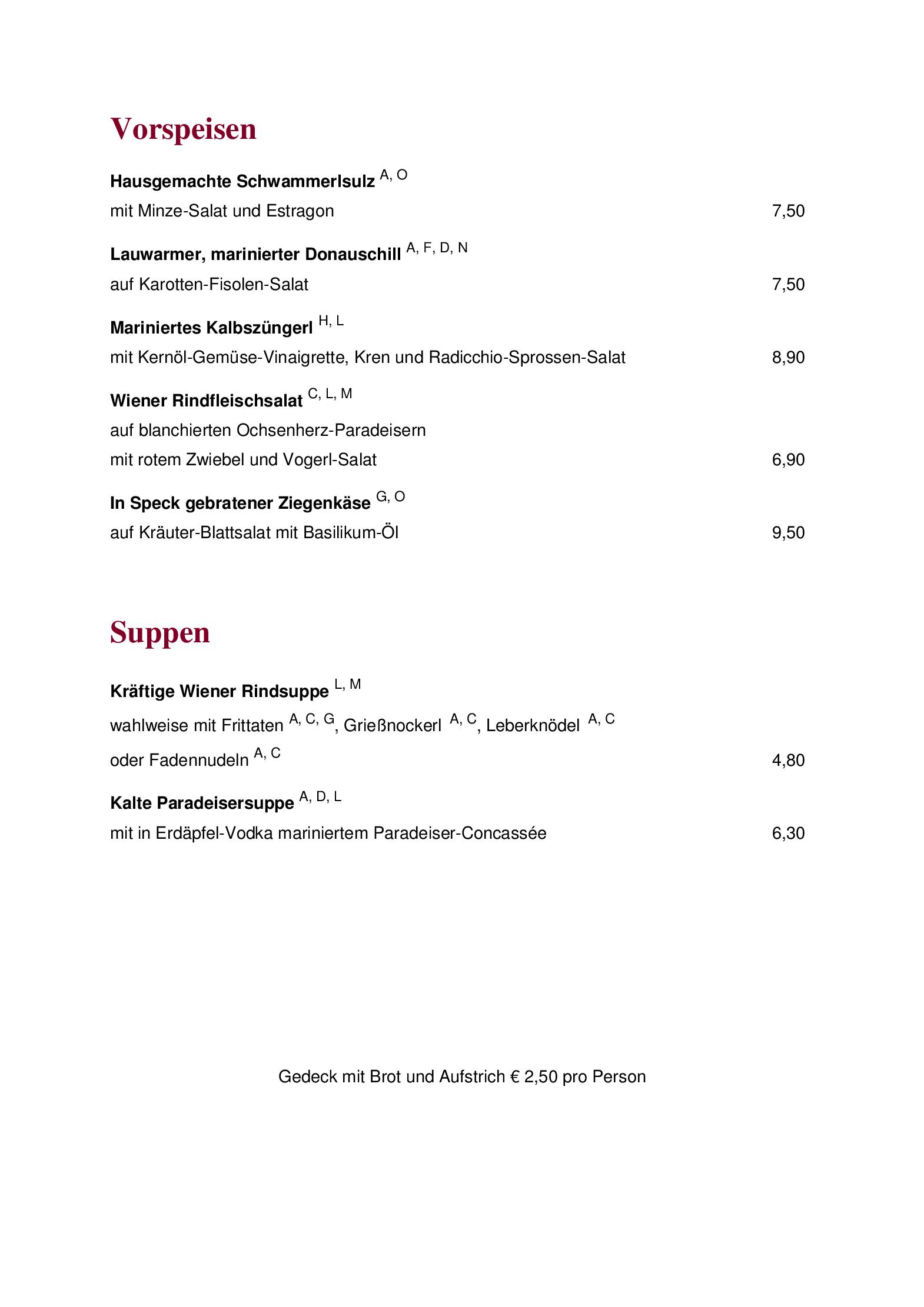Speisekarte Wiener Rathauskeller in Wien, Seite 3